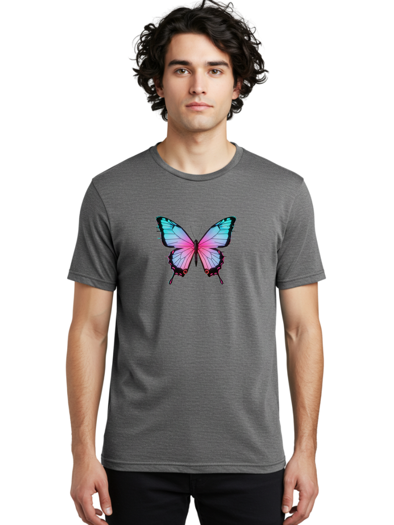Butterfly-21 Men'S Graphic Tee, 100% Cotton, Comfortable Casual Summer Wear, Machine Washable, Vintage Camera, Old Camera, Antique Camera, Black Camera, Classic Photography, Photography Equipment, Nostalgic Device, Film Camera, Camera Art Bah654