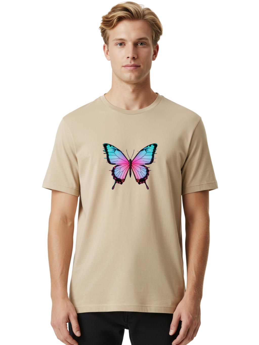 Butterfly-21 Men'S Graphic Tee, 100% Cotton, Comfortable Casual Summer Wear, Machine Washable, Vintage Camera, Old Camera, Antique Camera, Black Camera, Classic Photography, Photography Equipment, Nostalgic Device, Film Camera, Camera Art Bah654
