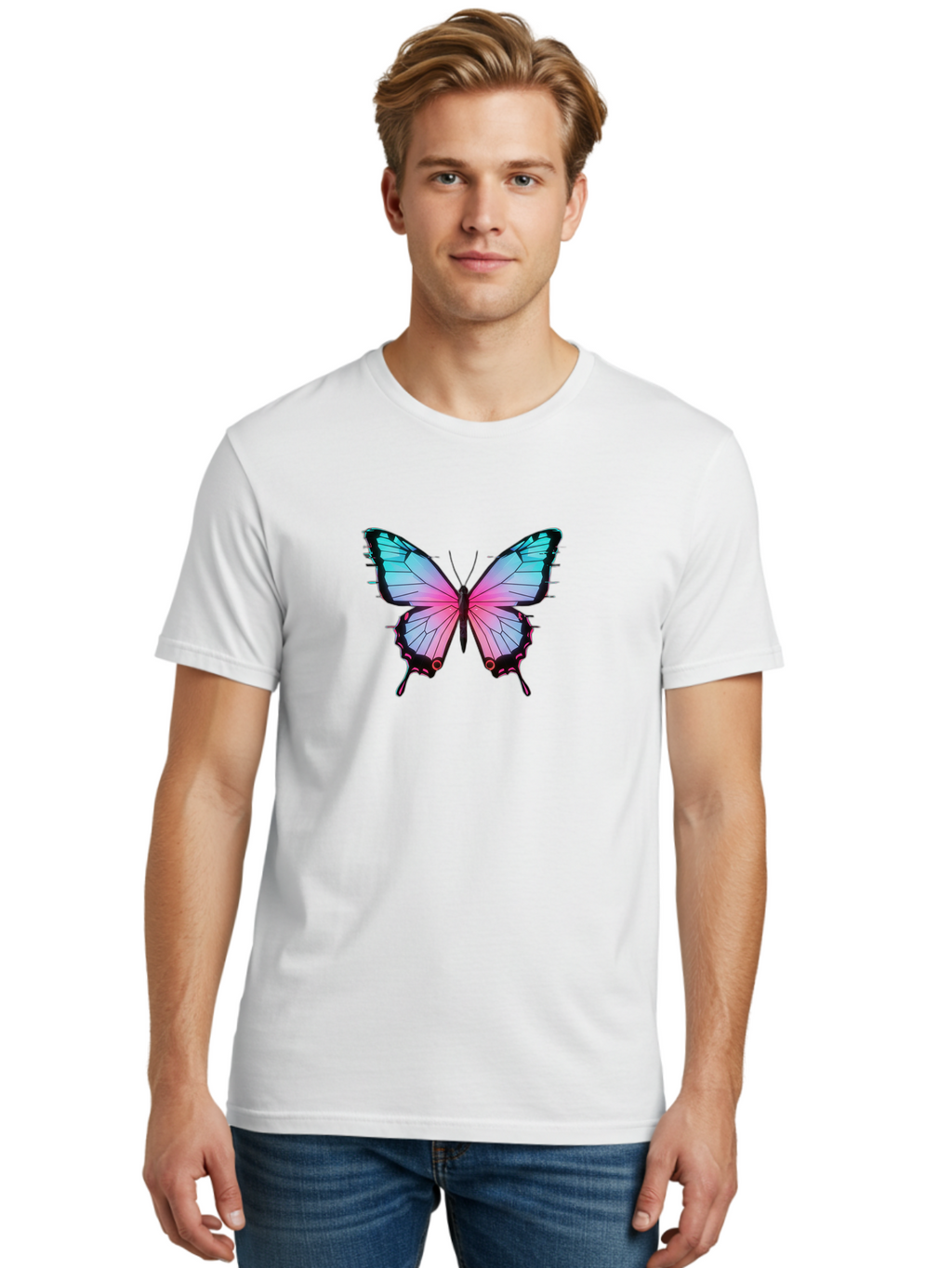 Butterfly-21 Men'S Graphic Tee, 100% Cotton, Comfortable Casual Summer Wear, Machine Washable, Vintage Camera, Old Camera, Antique Camera, Black Camera, Classic Photography, Photography Equipment, Nostalgic Device, Film Camera, Camera Art Bah654