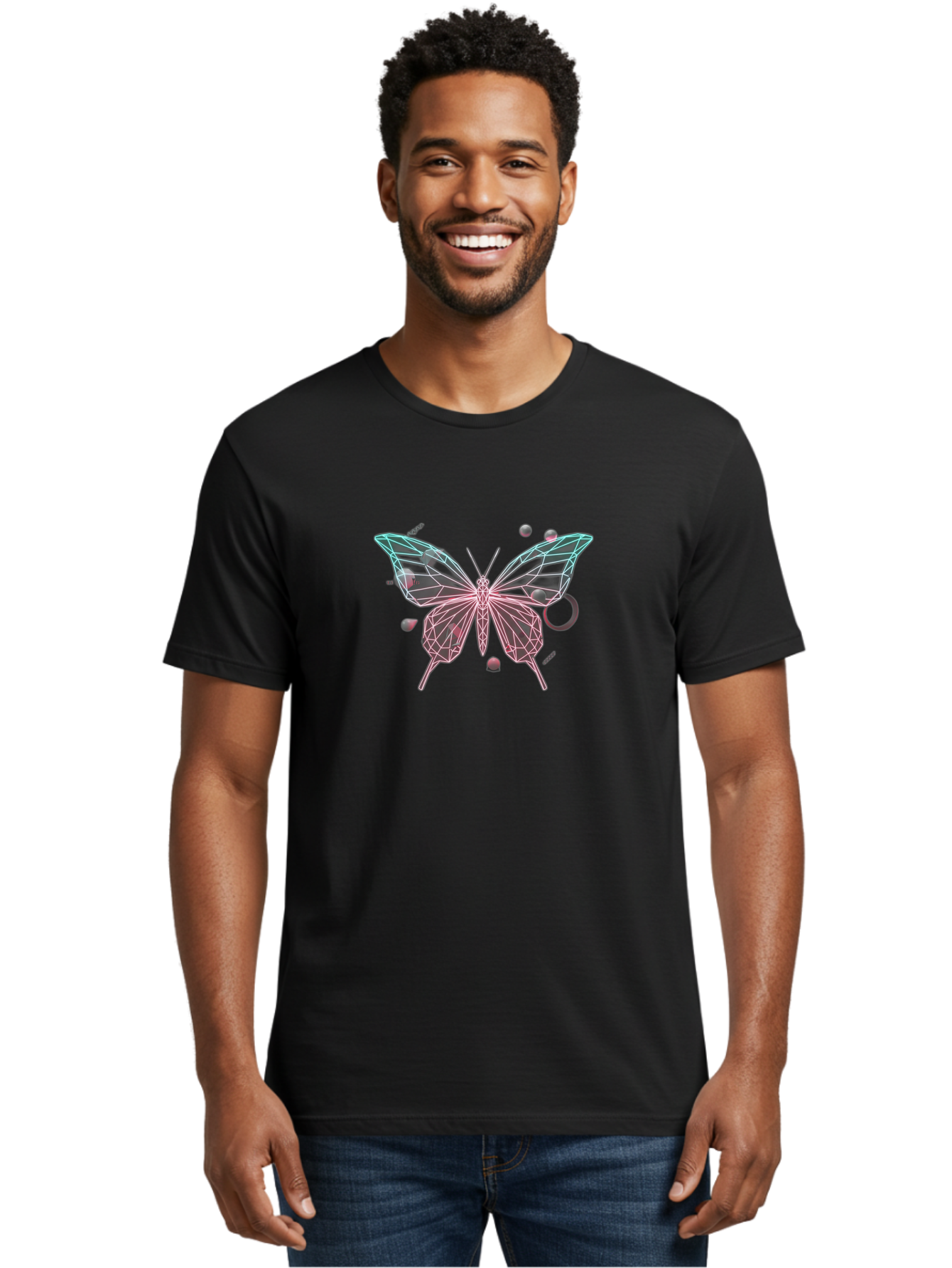 Butterfly-25 Men'S Graphic Tee, 100% Cotton, Comfortable Casual Summer Wear, Machine Washable, Vintage Camera, Old Camera, Antique Camera, Black Camera, Classic Photography, Photography Equipment, Nostalgic Device, Film Camera, Camera Art Bah658