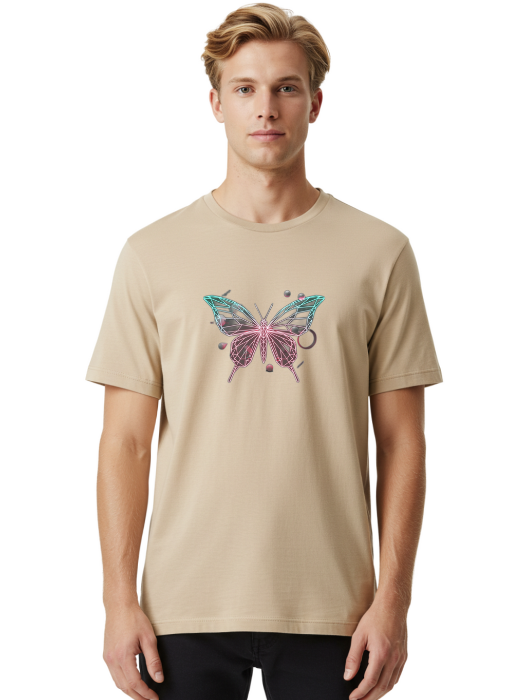 Butterfly-25 Men'S Graphic Tee, 100% Cotton, Comfortable Casual Summer Wear, Machine Washable, Vintage Camera, Old Camera, Antique Camera, Black Camera, Classic Photography, Photography Equipment, Nostalgic Device, Film Camera, Camera Art Bah658