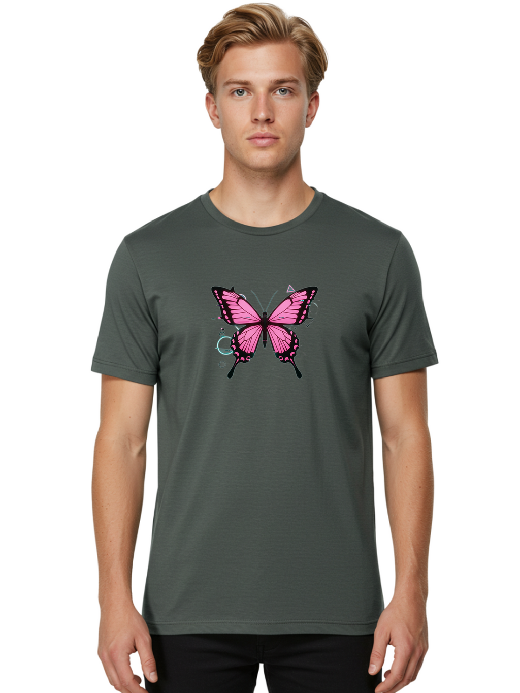 Butterfly-26 Men'S Graphic Tee, 100% Cotton, Comfortable Casual Summer Wear, Machine Washable, Vintage Camera, Old Camera, Antique Camera, Black Camera, Classic Photography, Photography Equipment, Nostalgic Device, Film Camera, Camera Art Bah659