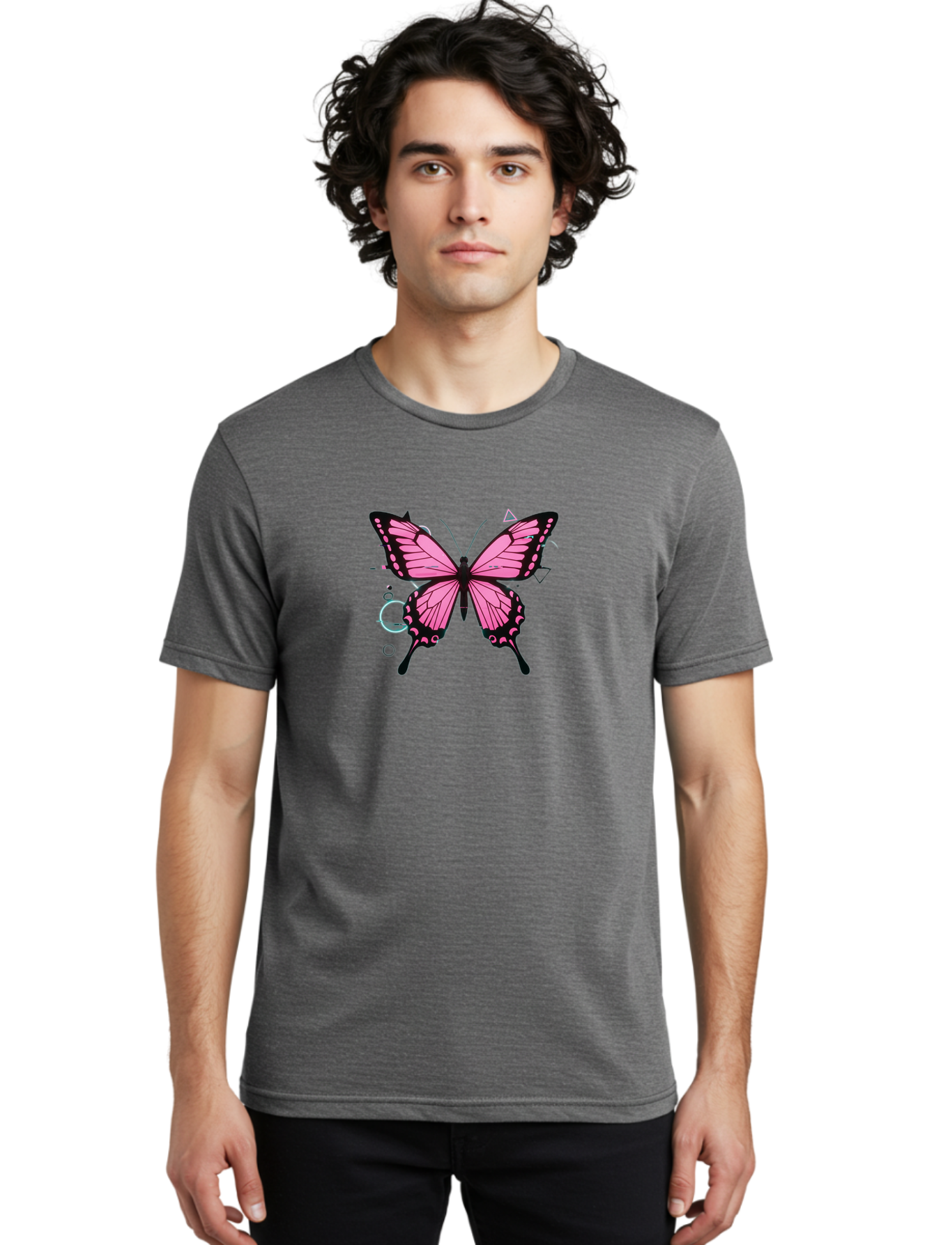 Butterfly-26 Men'S Graphic Tee, 100% Cotton, Comfortable Casual Summer Wear, Machine Washable, Vintage Camera, Old Camera, Antique Camera, Black Camera, Classic Photography, Photography Equipment, Nostalgic Device, Film Camera, Camera Art Bah659