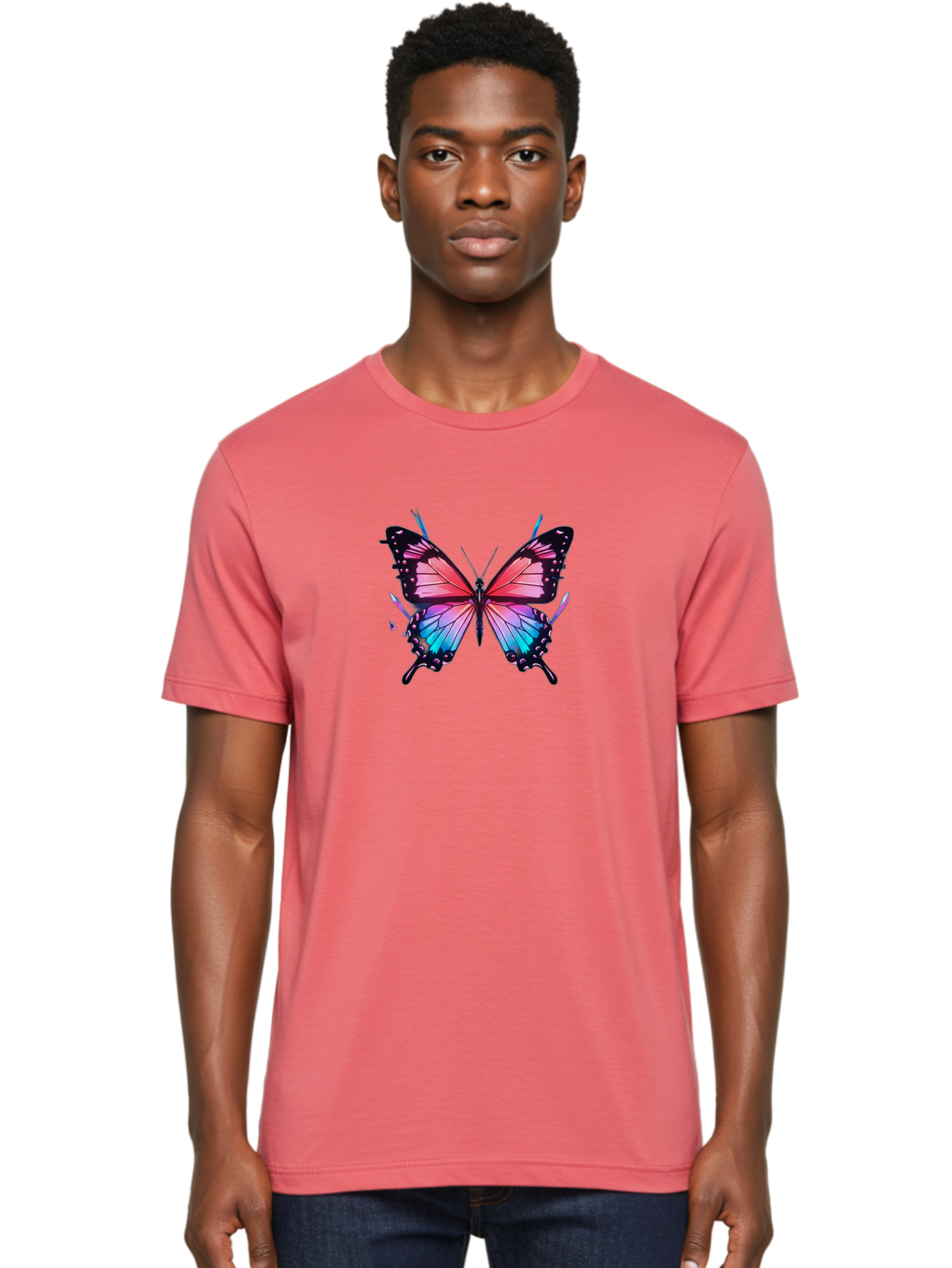Butterfly-27 Men'S Graphic Tee, 100% Cotton, Comfortable Casual Summer Wear, Machine Washable, Vintage Camera, Old Camera, Antique Camera, Black Camera, Classic Photography, Photography Equipment, Nostalgic Device, Film Camera, Camera Art Bah660