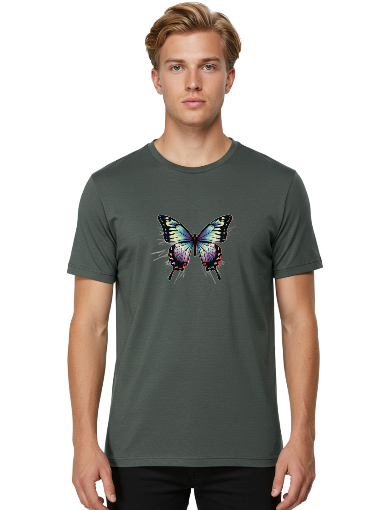 Butterfly-28 Men'S Graphic Tee, 100% Cotton, Comfortable Casual Summer Wear, Machine Washable, Vintage Camera, Old Camera, Antique Camera, Black Camera, Classic Photography, Photography Equipment, Nostalgic Device, Film Camera, Camera Art Bah661