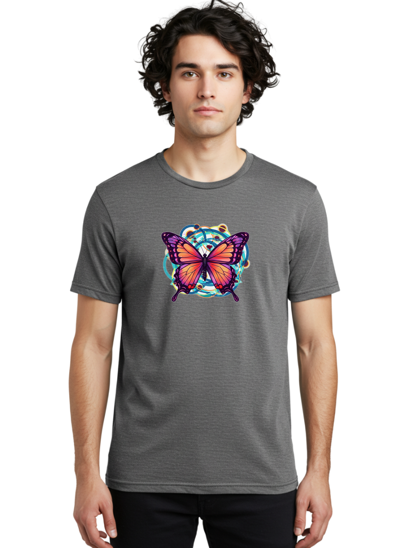 Butterfly-29 Men'S Graphic Tee, 100% Cotton, Comfortable Casual Summer Wear, Machine Washable, Vintage Camera, Old Camera, Antique Camera, Black Camera, Classic Photography, Photography Equipment, Nostalgic Device, Film Camera, Camera Art Bah662