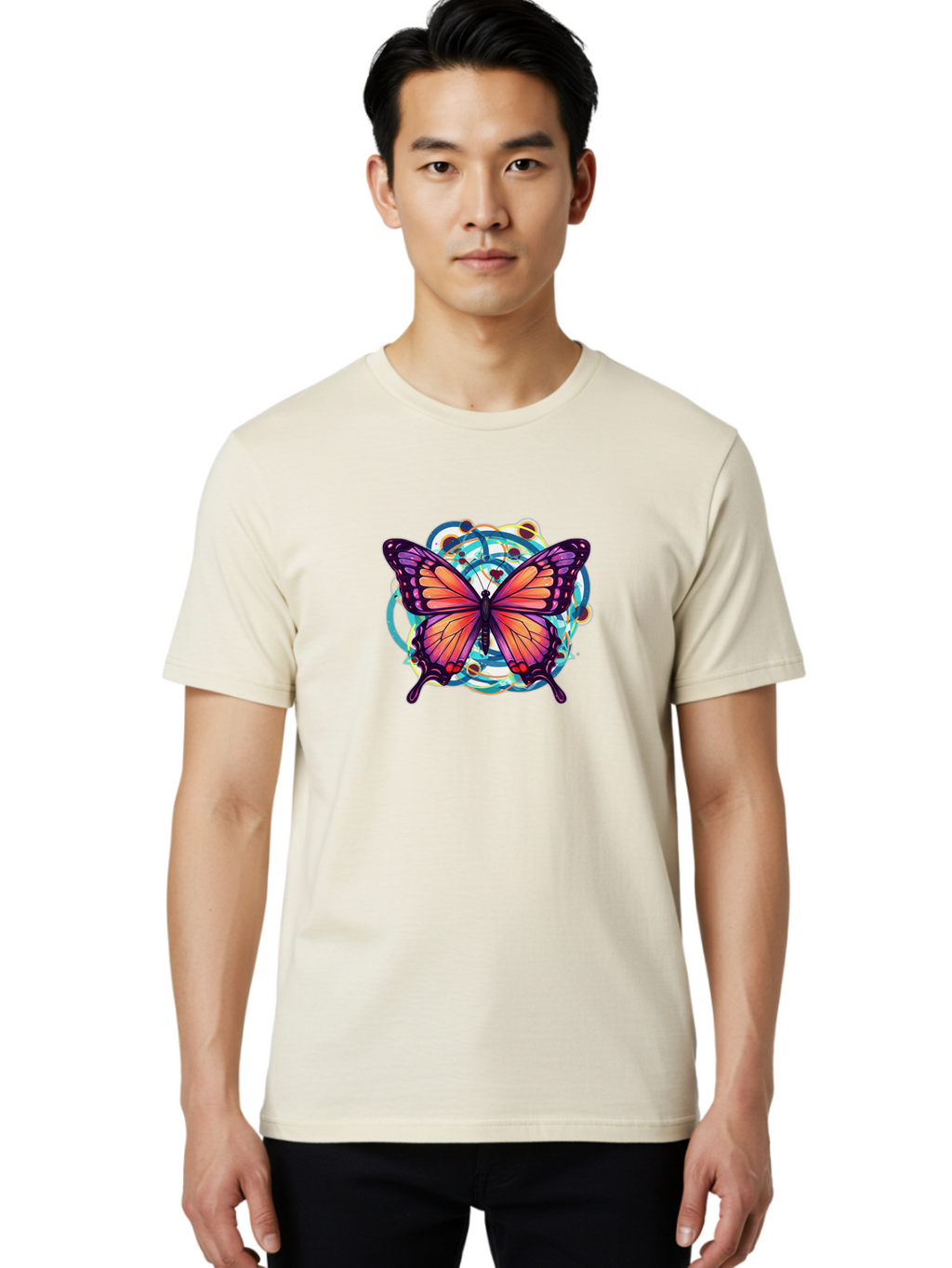 Butterfly-29 Men'S Graphic Tee, 100% Cotton, Comfortable Casual Summer Wear, Machine Washable, Vintage Camera, Old Camera, Antique Camera, Black Camera, Classic Photography, Photography Equipment, Nostalgic Device, Film Camera, Camera Art Bah662