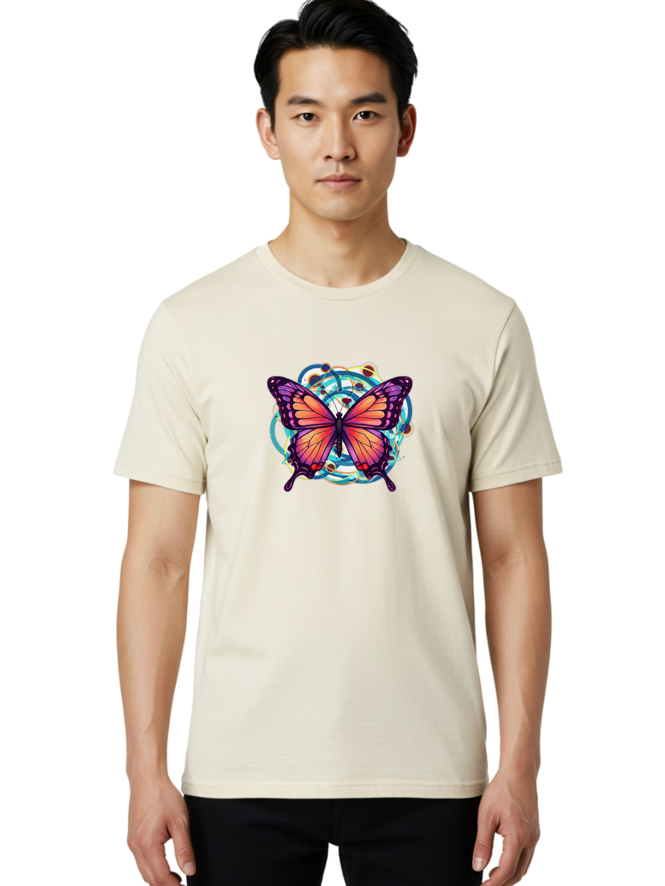 Butterfly-29 Men'S Graphic Tee, 100% Cotton, Comfortable Casual Summer Wear, Machine Washable, Vintage Camera, Old Camera, Antique Camera, Black Camera, Classic Photography, Photography Equipment, Nostalgic Device, Film Camera, Camera Art Bah662