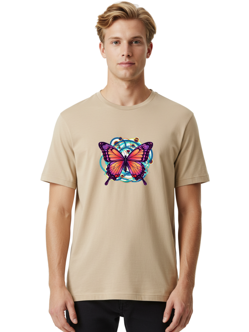 Butterfly-29 Men'S Graphic Tee, 100% Cotton, Comfortable Casual Summer Wear, Machine Washable, Vintage Camera, Old Camera, Antique Camera, Black Camera, Classic Photography, Photography Equipment, Nostalgic Device, Film Camera, Camera Art Bah662