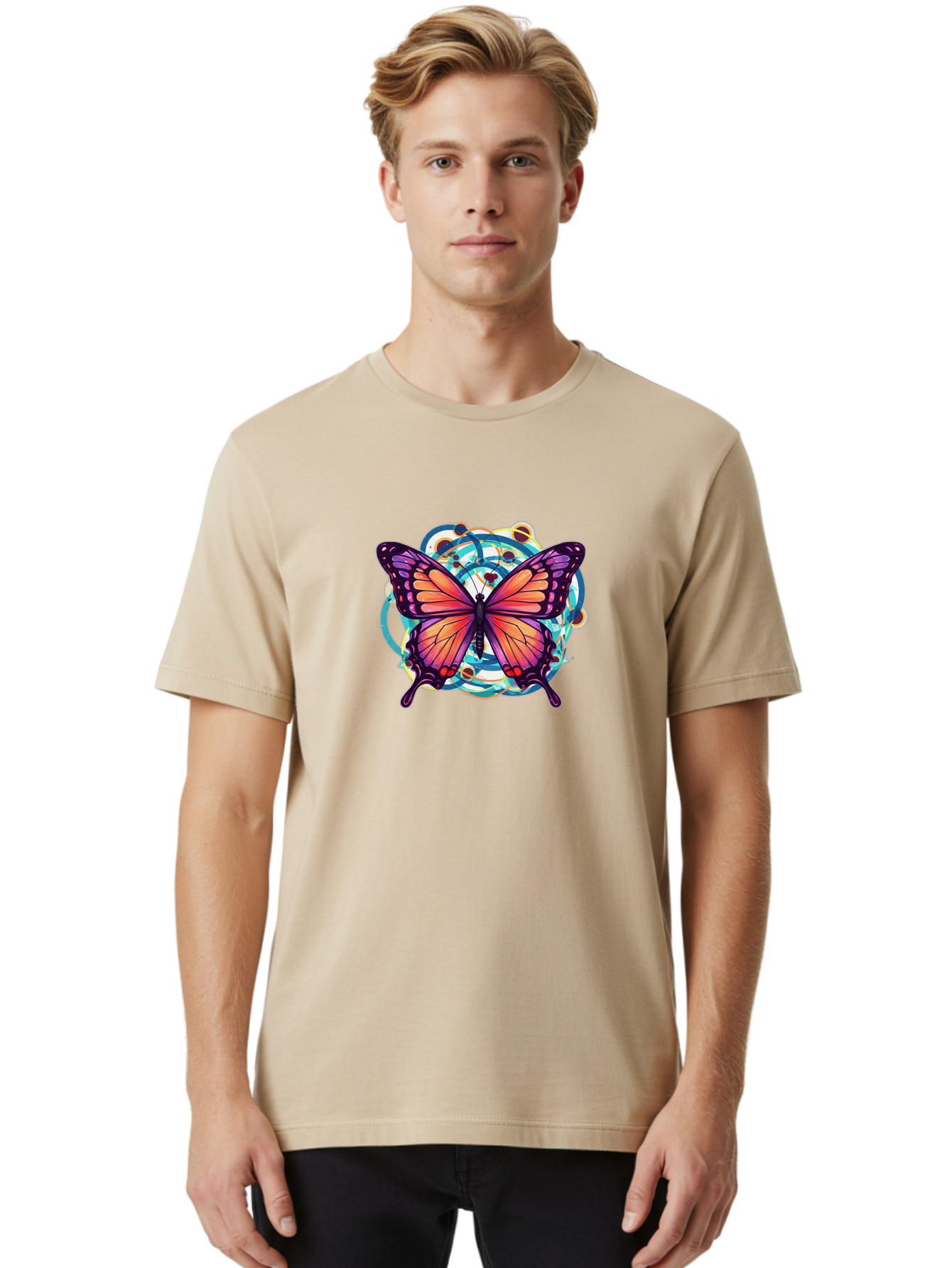 Butterfly-29 Men'S Graphic Tee, 100% Cotton, Comfortable Casual Summer Wear, Machine Washable, Vintage Camera, Old Camera, Antique Camera, Black Camera, Classic Photography, Photography Equipment, Nostalgic Device, Film Camera, Camera Art Bah662
