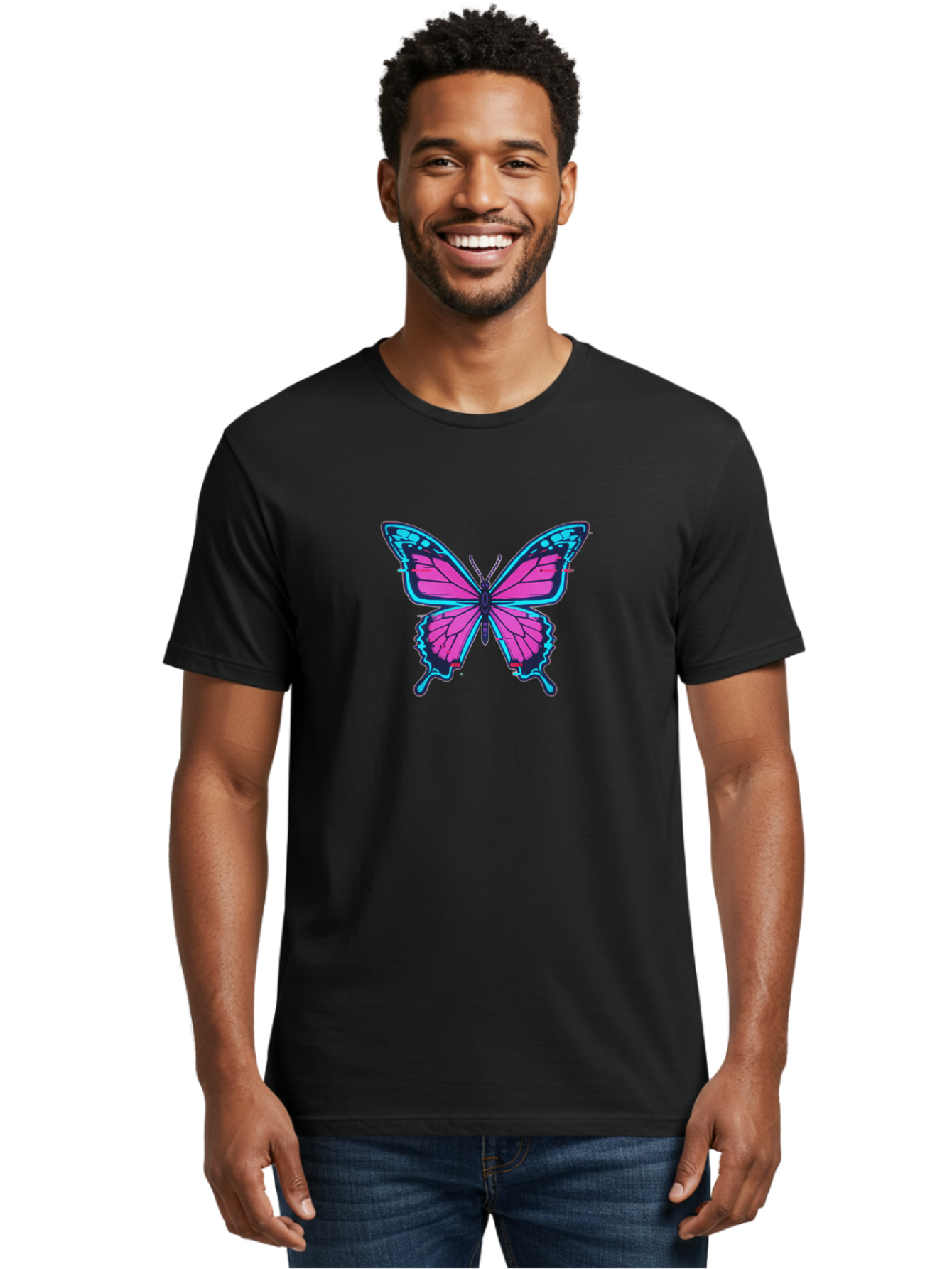 Butterfly-3 Men'S Graphic Tee, 100% Cotton, Comfortable Casual Summer Wear, Machine Washable, Vintage Camera, Old Camera, Antique Camera, Black Camera, Classic Photography, Photography Equipment, Nostalgic Device, Film Camera, Camera Art Bah663