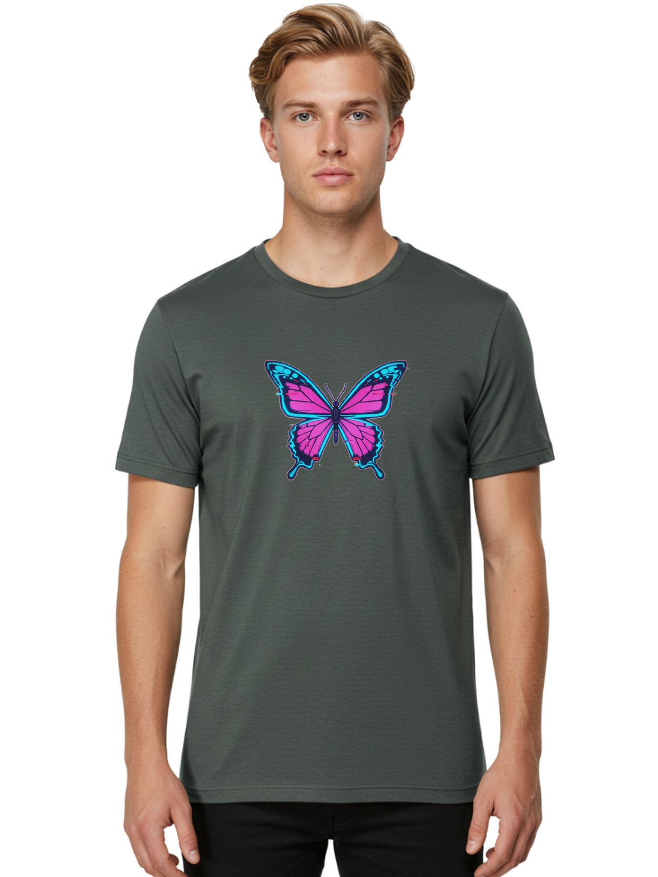 Butterfly-3 Men'S Graphic Tee, 100% Cotton, Comfortable Casual Summer Wear, Machine Washable, Vintage Camera, Old Camera, Antique Camera, Black Camera, Classic Photography, Photography Equipment, Nostalgic Device, Film Camera, Camera Art Bah663