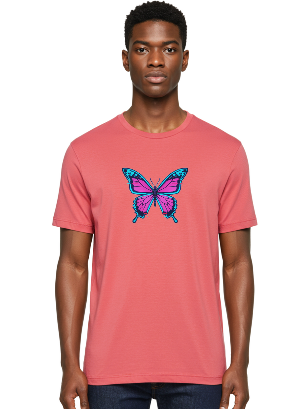 Butterfly-3 Men'S Graphic Tee, 100% Cotton, Comfortable Casual Summer Wear, Machine Washable, Vintage Camera, Old Camera, Antique Camera, Black Camera, Classic Photography, Photography Equipment, Nostalgic Device, Film Camera, Camera Art Bah663