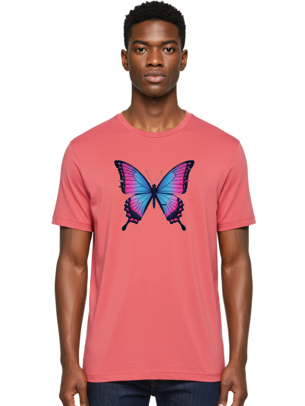 Butterfly-4 Men'S Graphic Tee, 100% Cotton, Comfortable Casual Summer Wear, Machine Washable, Vintage Camera, Old Camera, Antique Camera, Black Camera, Classic Photography, Photography Equipment, Nostalgic Device, Film Camera, Camera Art Bah664