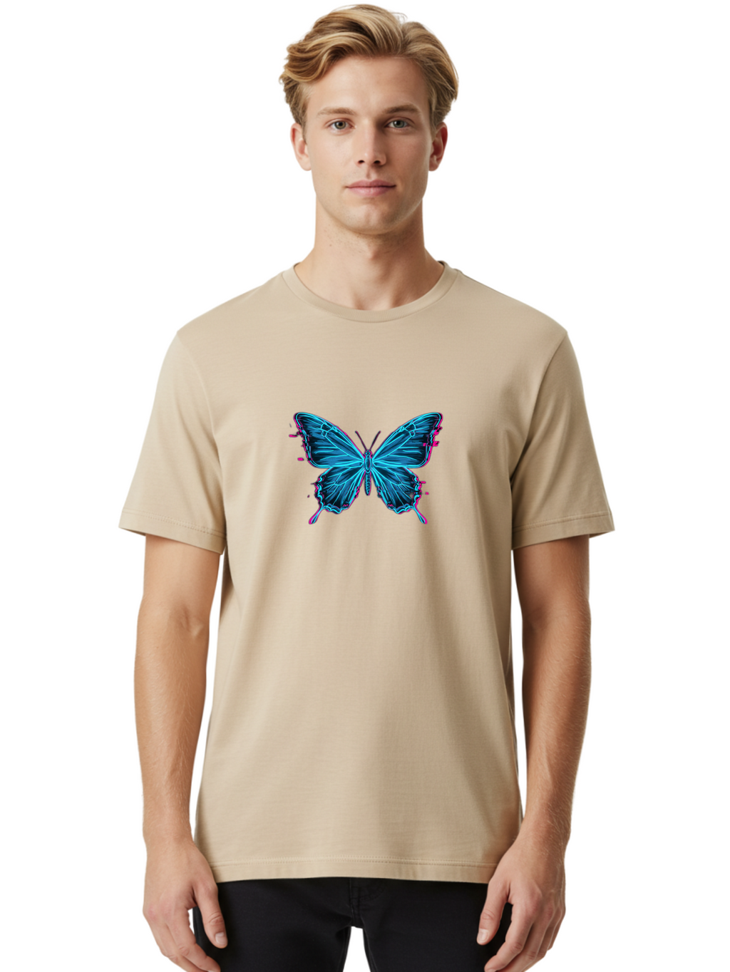 Butterfly-5 Men'S Graphic Tee, 100% Cotton, Comfortable Casual Summer Wear, Machine Washable, Vintage Camera, Old Camera, Antique Camera, Black Camera, Classic Photography, Photography Equipment, Nostalgic Device, Film Camera, Camera Art Bah665