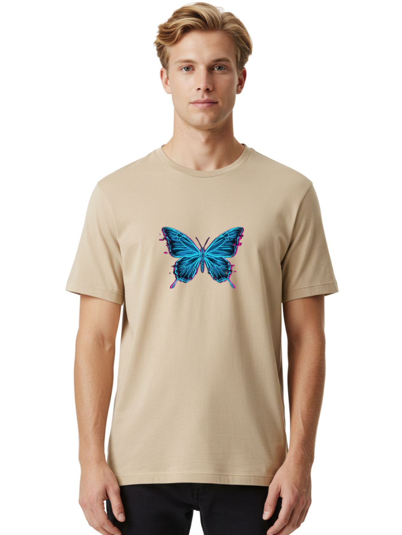 Butterfly-5 Men'S Graphic Tee, 100% Cotton, Comfortable Casual Summer Wear, Machine Washable, Vintage Camera, Old Camera, Antique Camera, Black Camera, Classic Photography, Photography Equipment, Nostalgic Device, Film Camera, Camera Art Bah665