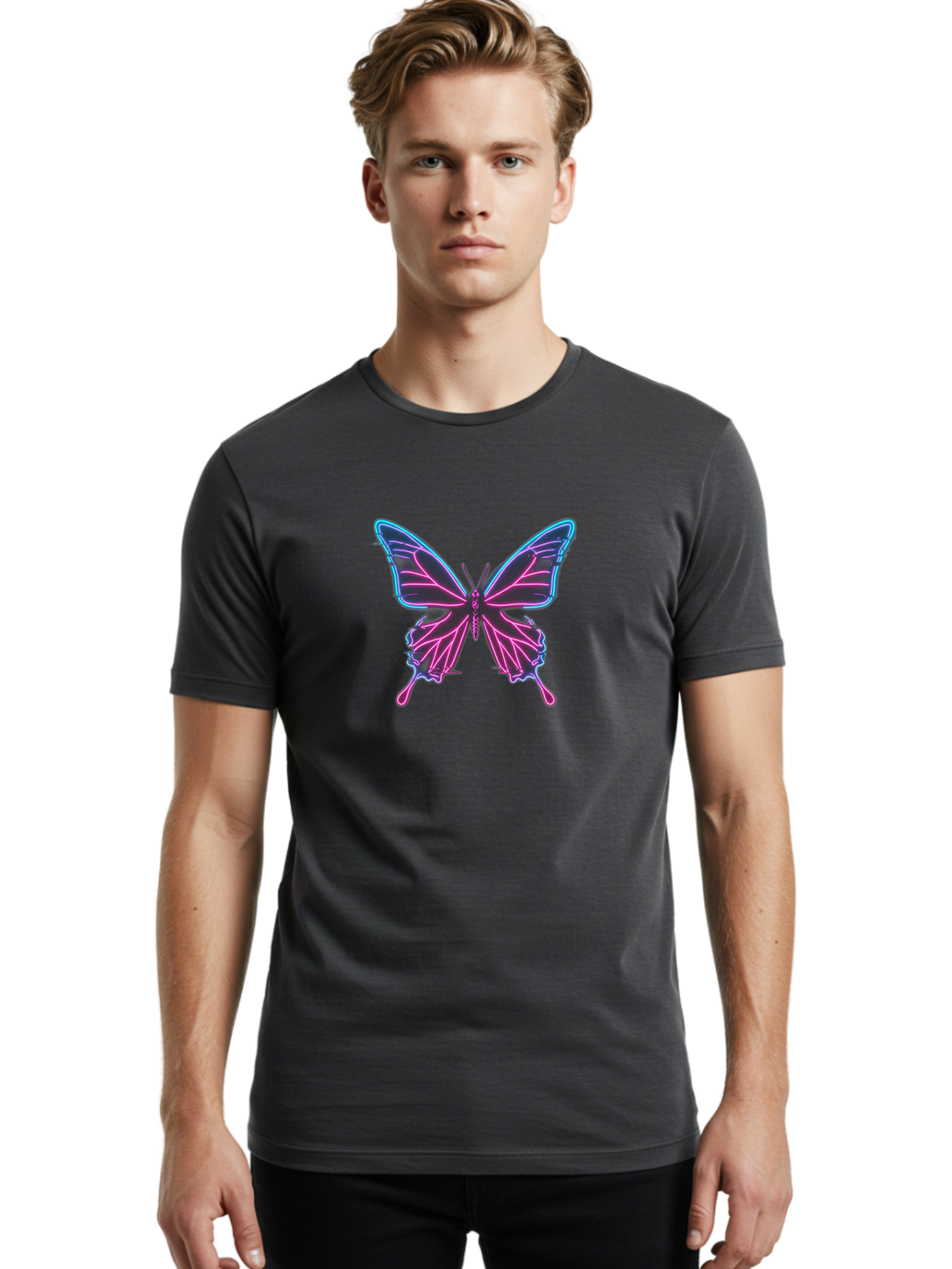 Butterfly-6 Men'S Graphic Tee, 100% Cotton, Comfortable Casual Summer Wear, Machine Washable, Vintage Camera, Old Camera, Antique Camera, Black Camera, Classic Photography, Photography Equipment, Nostalgic Device, Film Camera, Camera Art Bah666