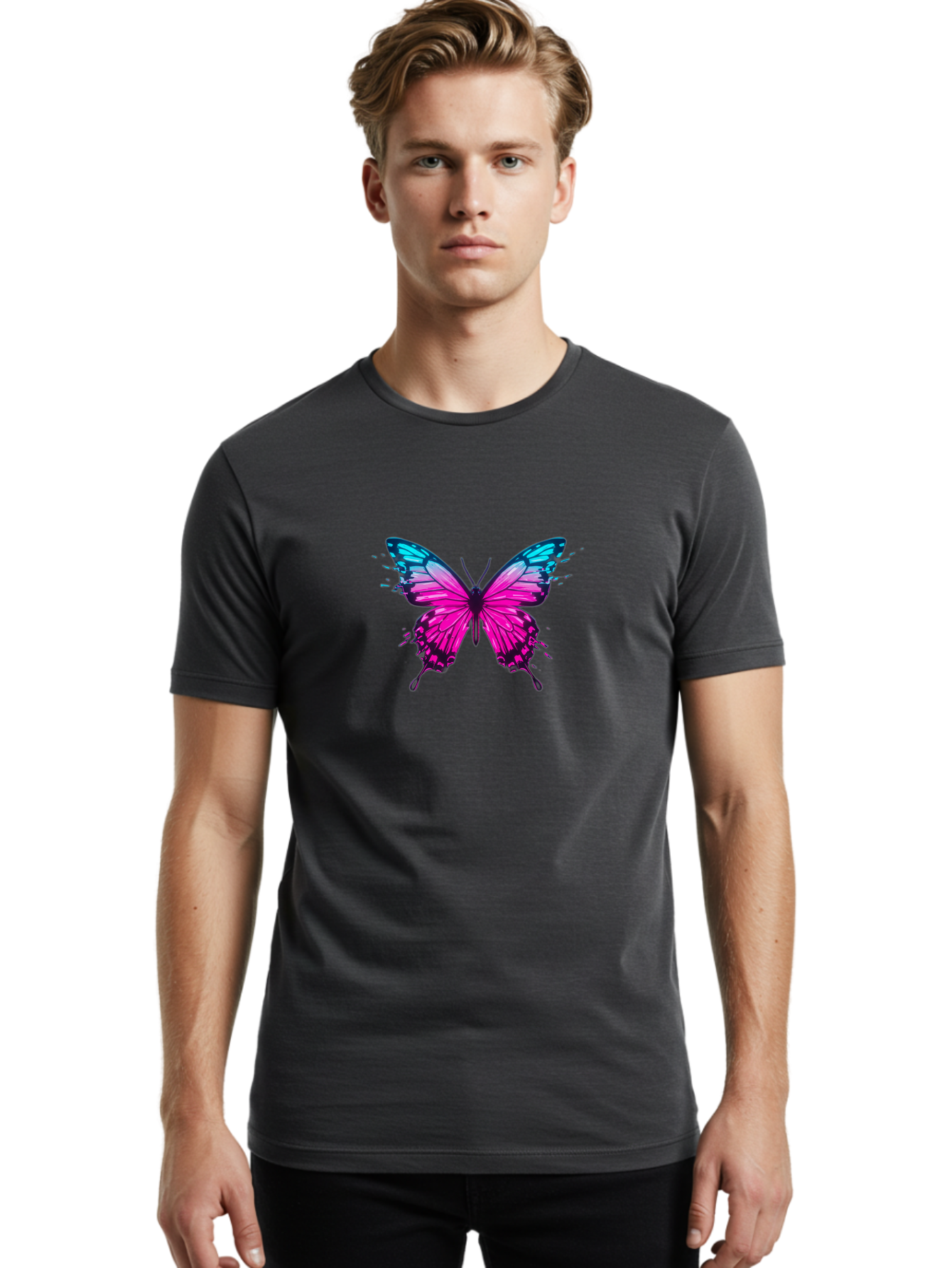 Butterfly-8 Men'S Graphic Tee, 100% Cotton, Comfortable Casual Summer Wear, Machine Washable, Vintage Camera, Old Camera, Antique Camera, Black Camera, Classic Photography, Photography Equipment, Nostalgic Device, Film Camera, Camera Art Bah668