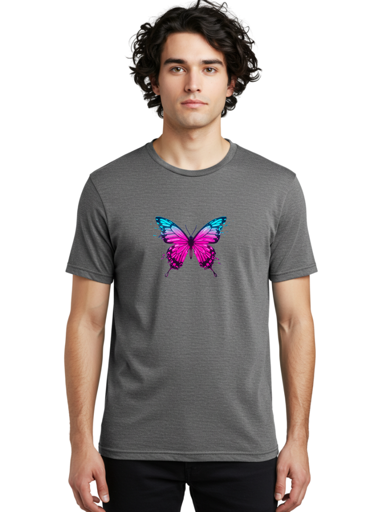 Butterfly-8 Men'S Graphic Tee, 100% Cotton, Comfortable Casual Summer Wear, Machine Washable, Vintage Camera, Old Camera, Antique Camera, Black Camera, Classic Photography, Photography Equipment, Nostalgic Device, Film Camera, Camera Art Bah668
