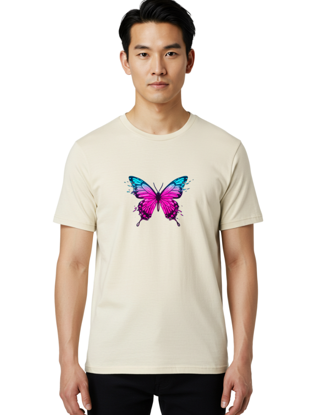 Butterfly-8 Men'S Graphic Tee, 100% Cotton, Comfortable Casual Summer Wear, Machine Washable, Vintage Camera, Old Camera, Antique Camera, Black Camera, Classic Photography, Photography Equipment, Nostalgic Device, Film Camera, Camera Art Bah668