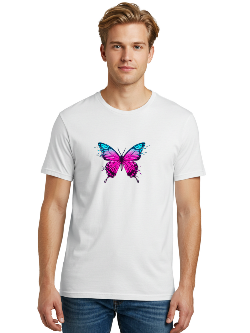 Butterfly-8 Men'S Graphic Tee, 100% Cotton, Comfortable Casual Summer Wear, Machine Washable, Vintage Camera, Old Camera, Antique Camera, Black Camera, Classic Photography, Photography Equipment, Nostalgic Device, Film Camera, Camera Art Bah668