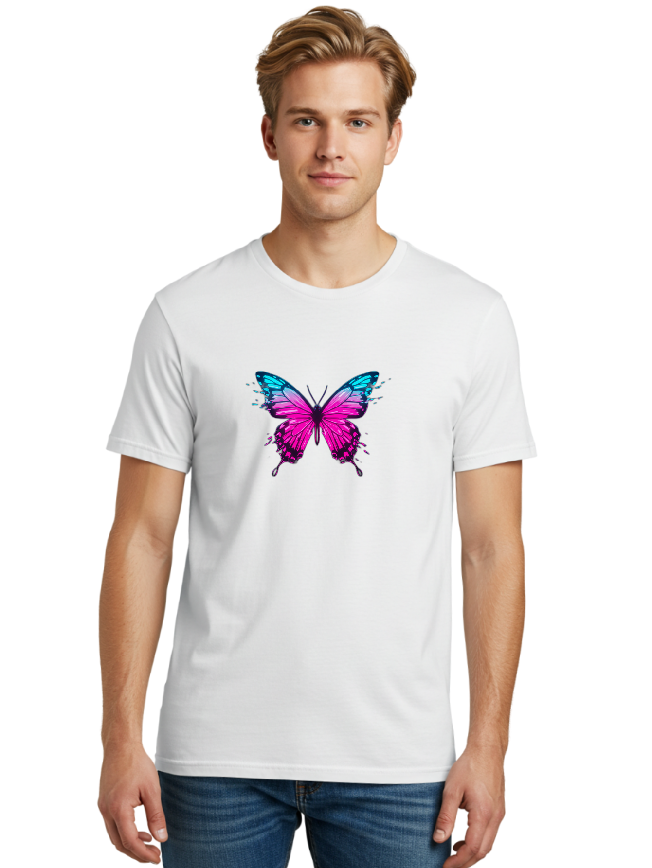 Butterfly-8 Men'S Graphic Tee, 100% Cotton, Comfortable Casual Summer Wear, Machine Washable, Vintage Camera, Old Camera, Antique Camera, Black Camera, Classic Photography, Photography Equipment, Nostalgic Device, Film Camera, Camera Art Bah668