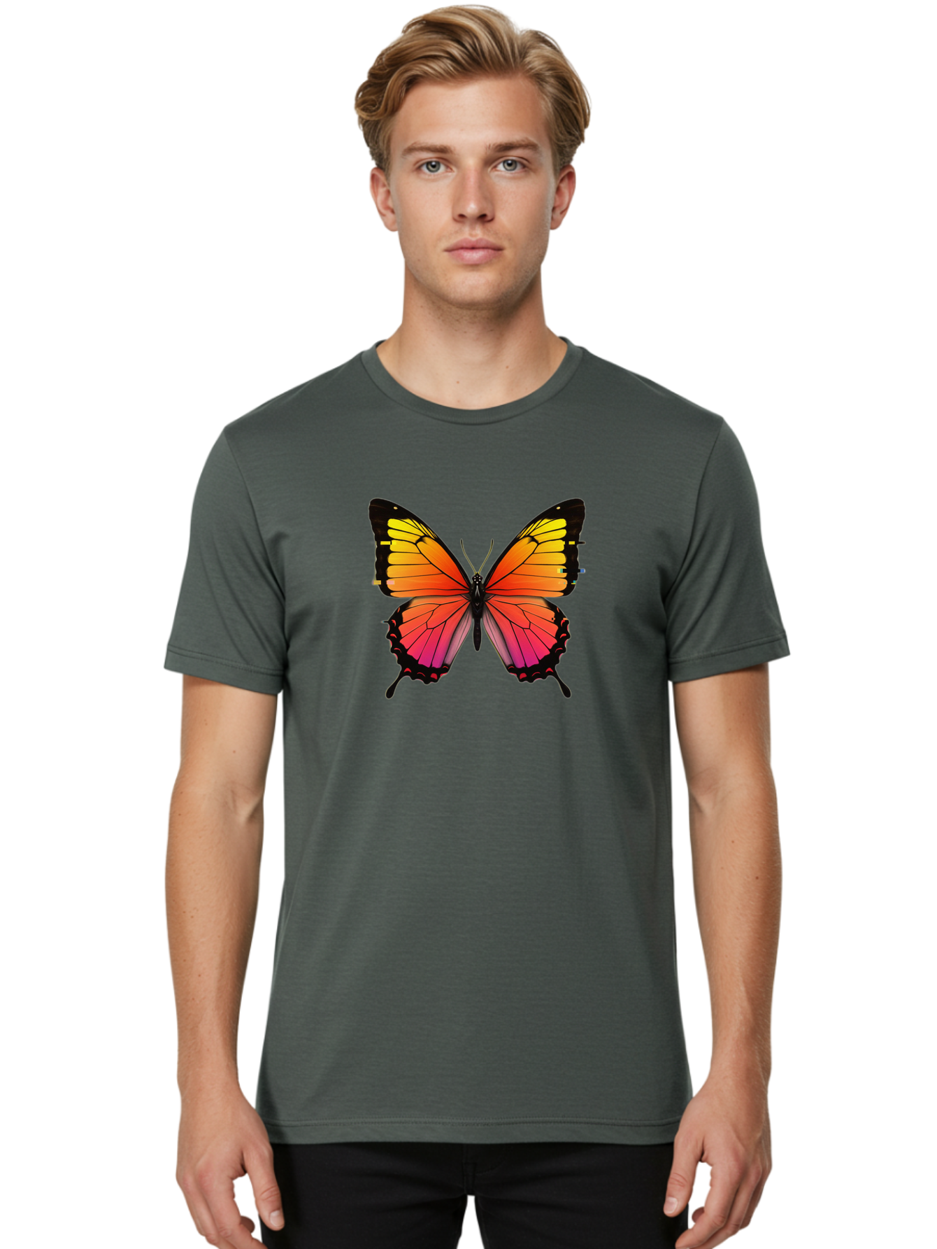 Butterfly-9 Men'S Graphic Tee, 100% Cotton, Comfortable Casual Summer Wear, Machine Washable, Vintage Camera, Old Camera, Antique Camera, Black Camera, Classic Photography, Photography Equipment, Nostalgic Device, Film Camera, Camera Art Bah669