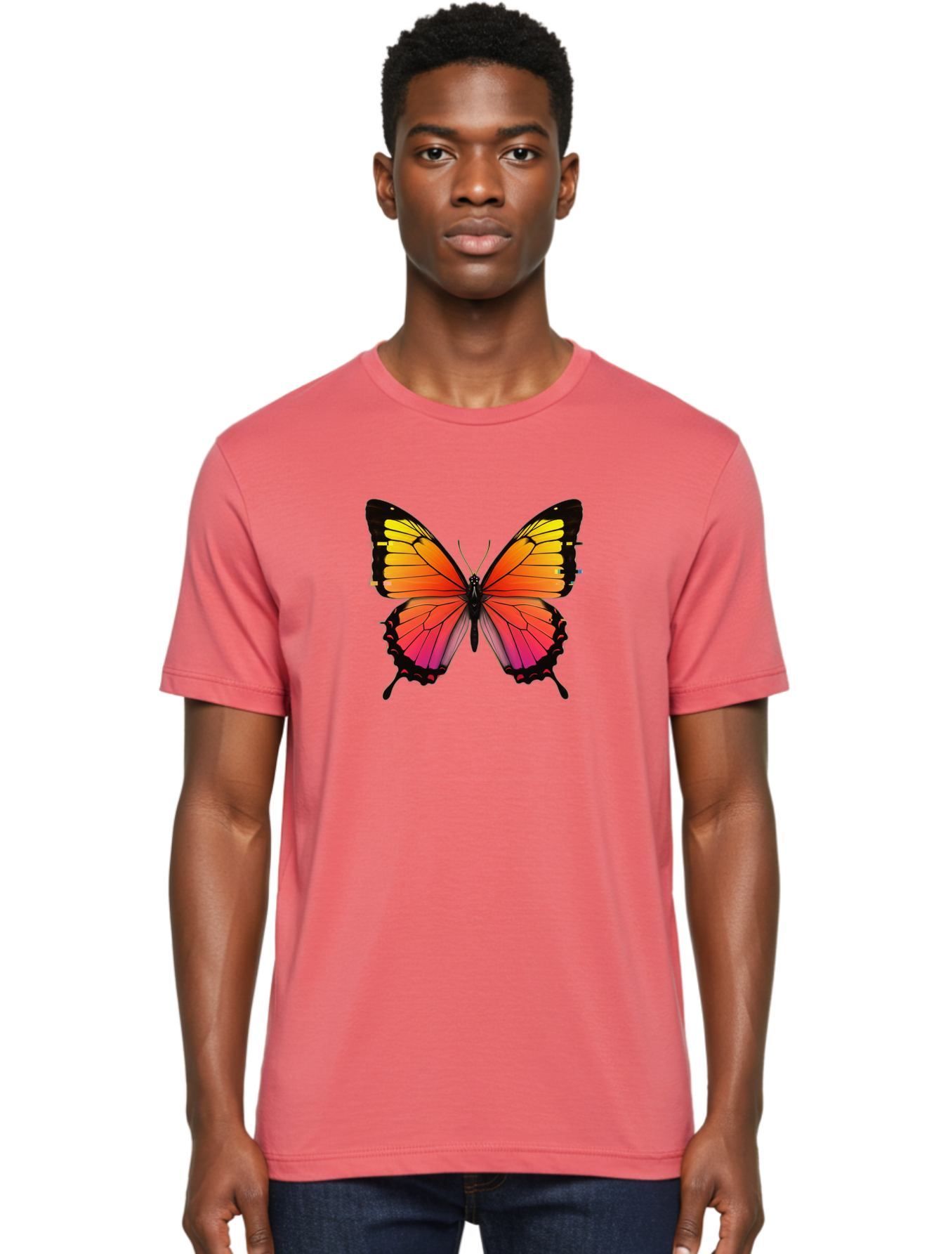 Butterfly-9 Men'S Graphic Tee, 100% Cotton, Comfortable Casual Summer Wear, Machine Washable, Vintage Camera, Old Camera, Antique Camera, Black Camera, Classic Photography, Photography Equipment, Nostalgic Device, Film Camera, Camera Art Bah669