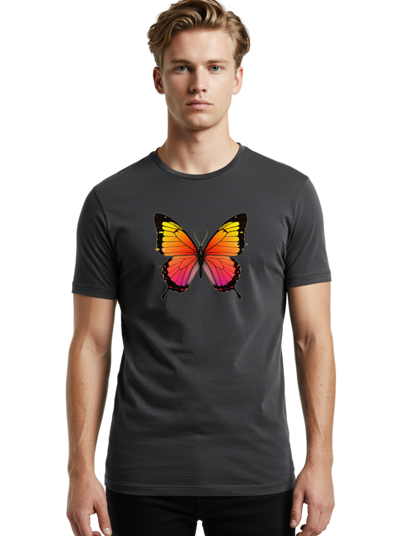 Butterfly-9 Men'S Graphic Tee, 100% Cotton, Comfortable Casual Summer Wear, Machine Washable, Vintage Camera, Old Camera, Antique Camera, Black Camera, Classic Photography, Photography Equipment, Nostalgic Device, Film Camera, Camera Art Bah669