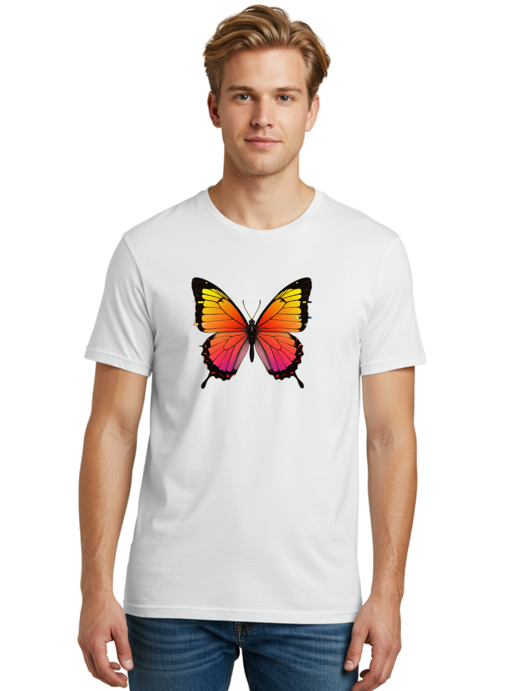 Butterfly-9 Men'S Graphic Tee, 100% Cotton, Comfortable Casual Summer Wear, Machine Washable, Vintage Camera, Old Camera, Antique Camera, Black Camera, Classic Photography, Photography Equipment, Nostalgic Device, Film Camera, Camera Art Bah669