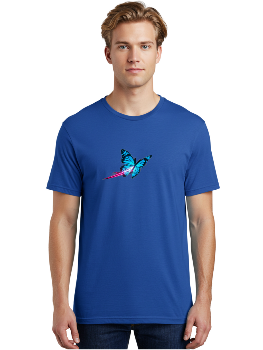 Butterfly-With-Neon-Trail Men'S Graphic Tee, 100% Cotton, Comfortable Casual Summer Wear, Machine Washable, Vintage Camera, Old Camera, Antique Camera, Black Camera, Classic Photography, Photography Equipment, Nostalgic Device, Film Camera, Bah673