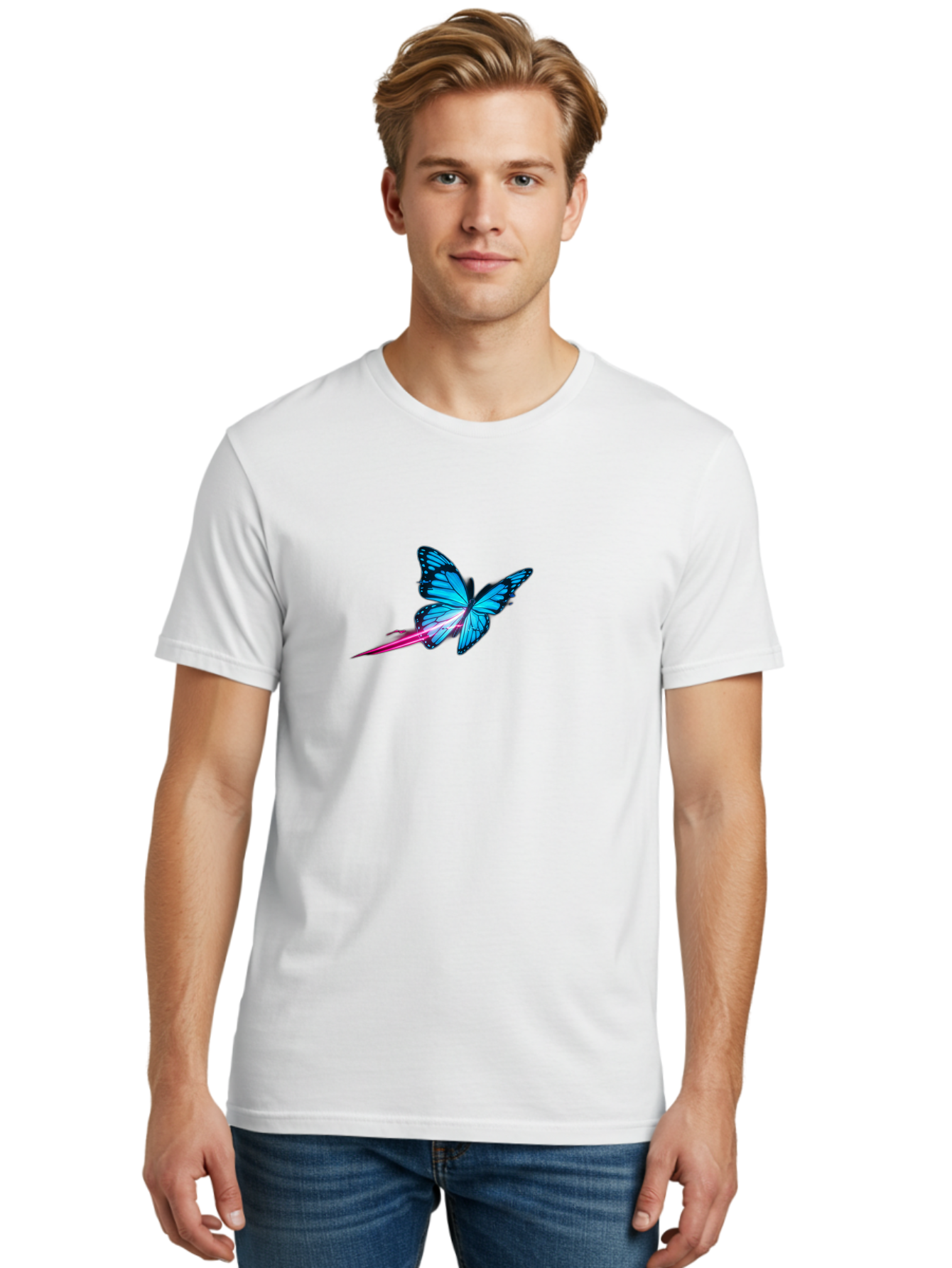 Butterfly-With-Neon-Trail Men'S Graphic Tee, 100% Cotton, Comfortable Casual Summer Wear, Machine Washable, Vintage Camera, Old Camera, Antique Camera, Black Camera, Classic Photography, Photography Equipment, Nostalgic Device, Film Camera, Bah673