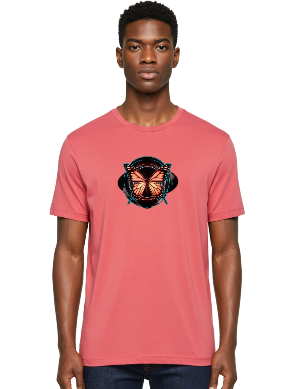Butterfly Men'S Graphic Tee, 100% Cotton, Comfortable Casual Summer Wear, Machine Washable, Vintage Camera, Old Camera, Antique Camera, Black Camera, Classic Photography, Photography Equipment, Nostalgic Device, Film Camera, Camera Art Bah674