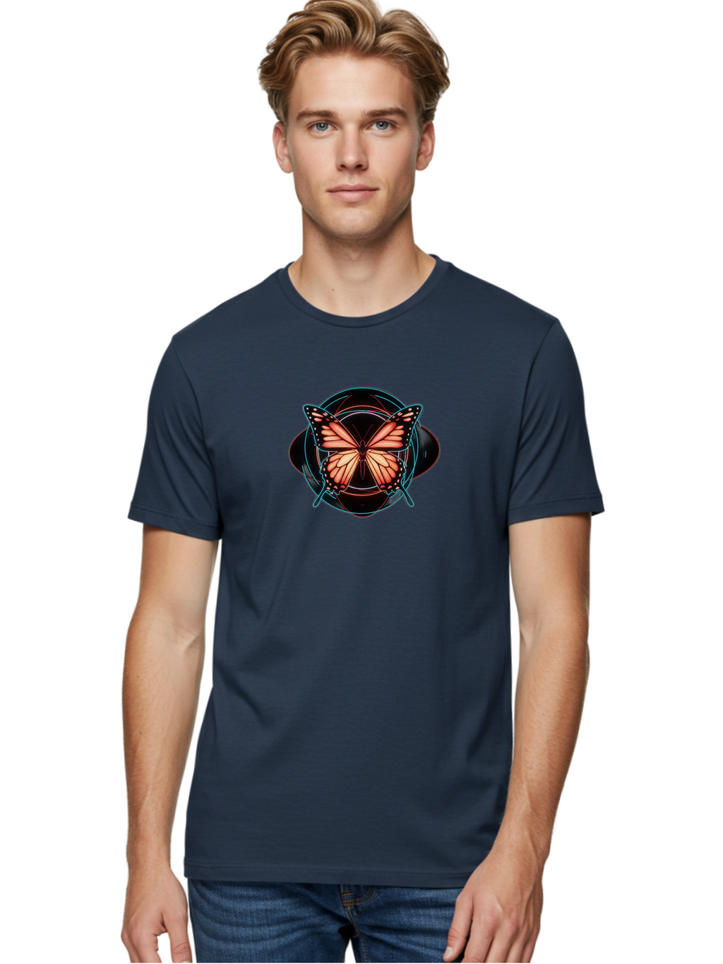 Butterfly Men'S Graphic Tee, 100% Cotton, Comfortable Casual Summer Wear, Machine Washable, Vintage Camera, Old Camera, Antique Camera, Black Camera, Classic Photography, Photography Equipment, Nostalgic Device, Film Camera, Camera Art Bah674