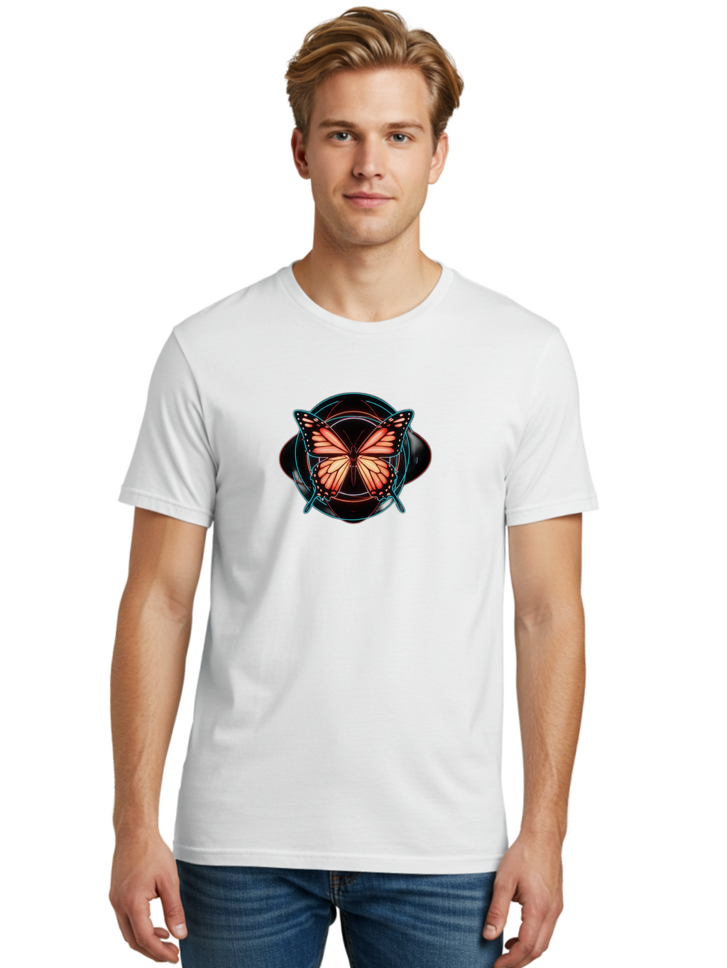 Butterfly Men'S Graphic Tee, 100% Cotton, Comfortable Casual Summer Wear, Machine Washable, Vintage Camera, Old Camera, Antique Camera, Black Camera, Classic Photography, Photography Equipment, Nostalgic Device, Film Camera, Camera Art Bah674