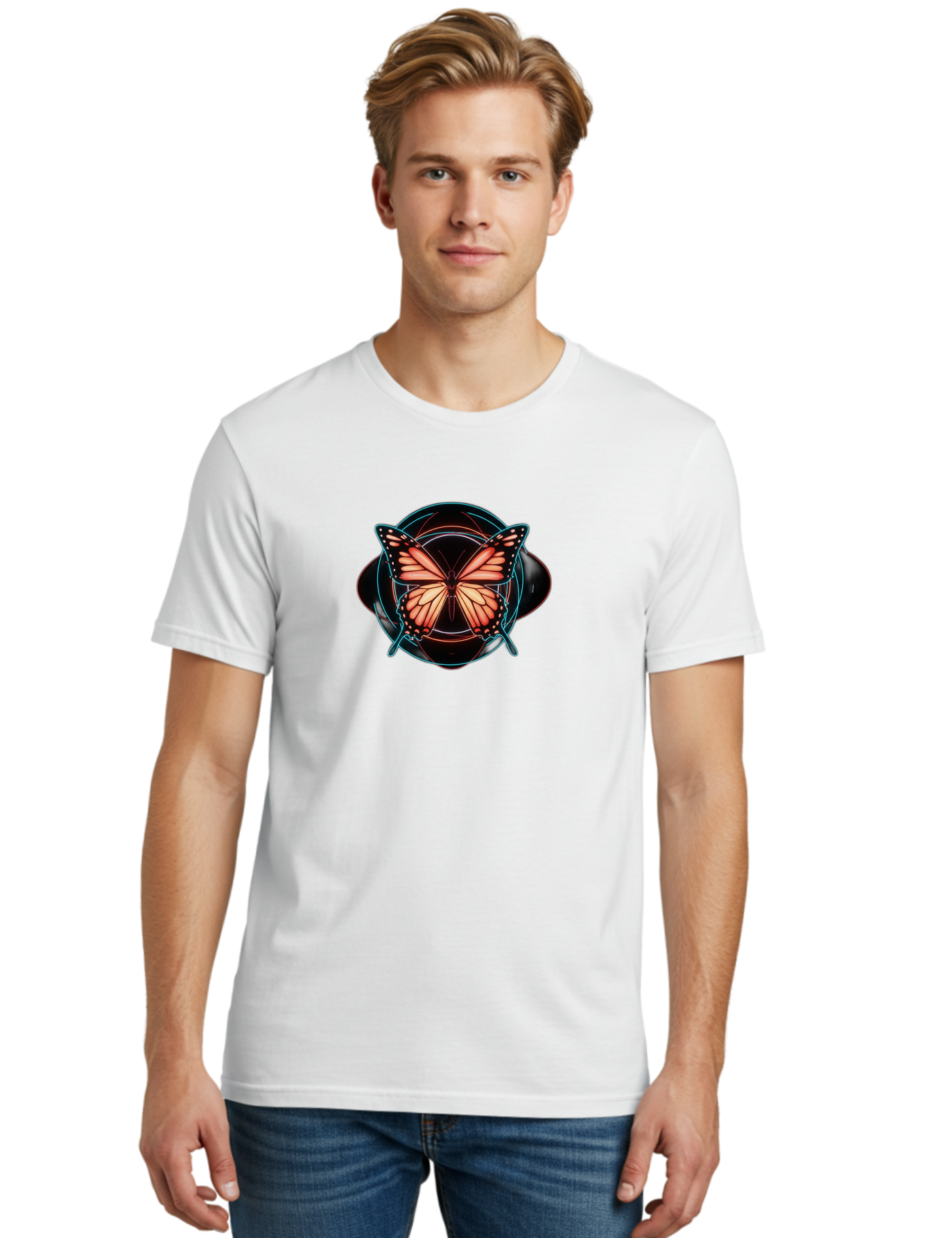 Butterfly Men'S Graphic Tee, 100% Cotton, Comfortable Casual Summer Wear, Machine Washable, Vintage Camera, Old Camera, Antique Camera, Black Camera, Classic Photography, Photography Equipment, Nostalgic Device, Film Camera, Camera Art Bah674
