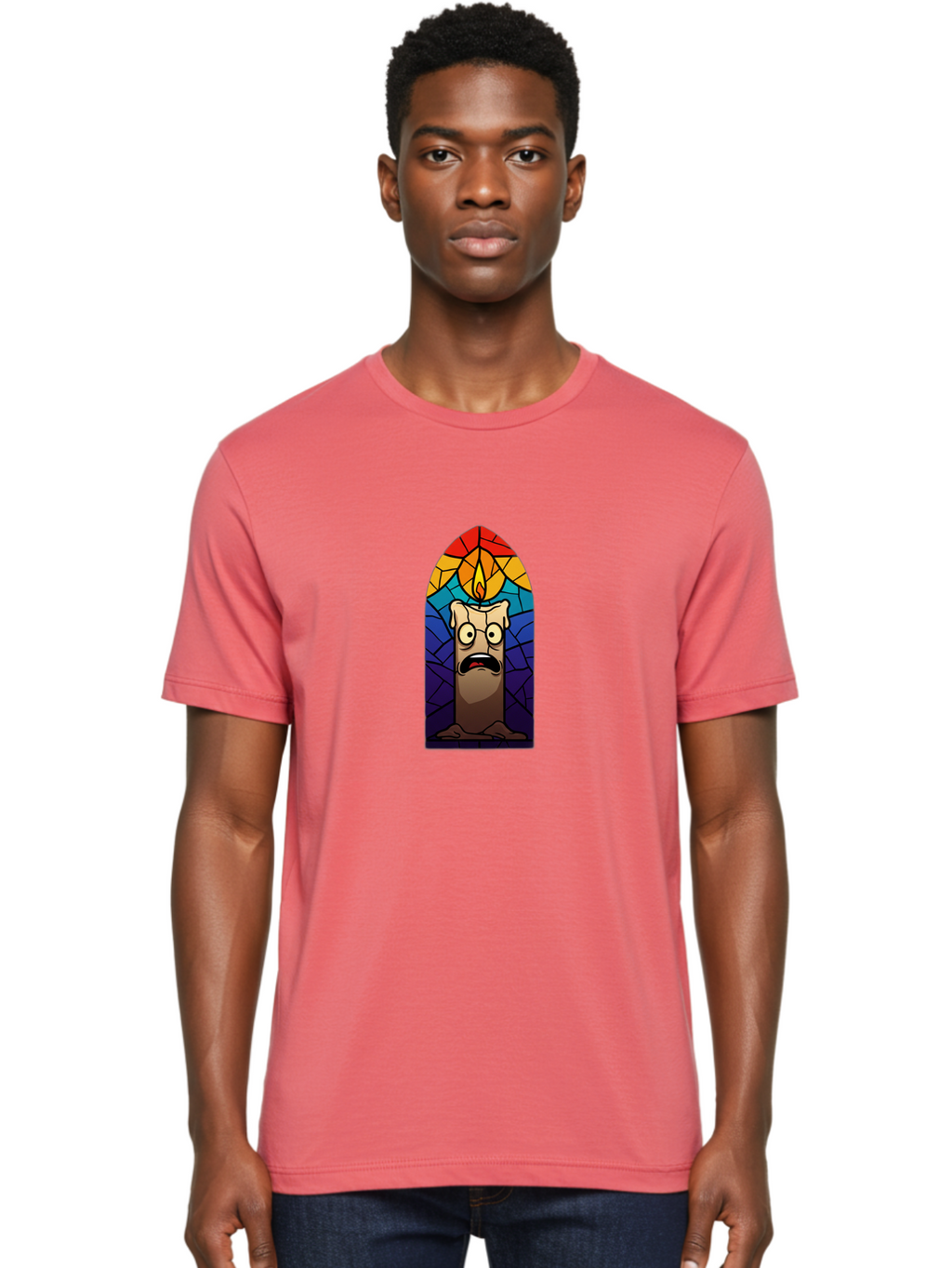 Candle-In-Stained-Glass Men'S Graphic Tee, 100% Cotton, Comfortable Casual Summer Wear, Machine Washable, Vintage Camera, Old Camera, Antique Camera, Black Camera, Classic Photography, Photography Equipment, Nostalgic Device, Film Camera, Bah690