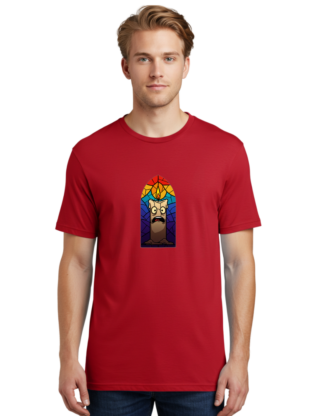 Candle-In-Stained-Glass Men'S Graphic Tee, 100% Cotton, Comfortable Casual Summer Wear, Machine Washable, Vintage Camera, Old Camera, Antique Camera, Black Camera, Classic Photography, Photography Equipment, Nostalgic Device, Film Camera, Bah690