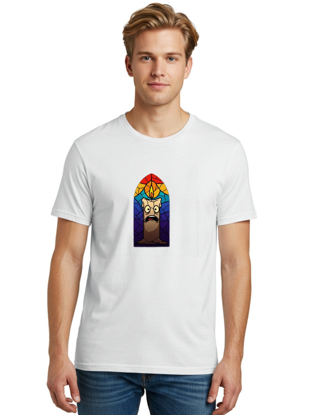 Candle-In-Stained-Glass Men'S Graphic Tee, 100% Cotton, Comfortable Casual Summer Wear, Machine Washable, Vintage Camera, Old Camera, Antique Camera, Black Camera, Classic Photography, Photography Equipment, Nostalgic Device, Film Camera, Bah690