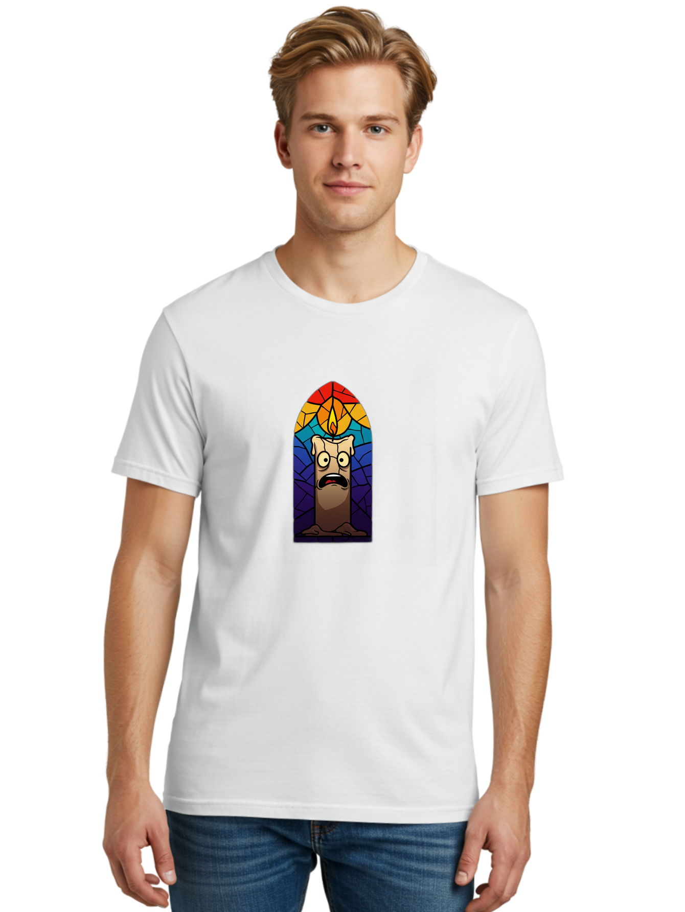 Candle-In-Stained-Glass Men'S Graphic Tee, 100% Cotton, Comfortable Casual Summer Wear, Machine Washable, Vintage Camera, Old Camera, Antique Camera, Black Camera, Classic Photography, Photography Equipment, Nostalgic Device, Film Camera, Bah690