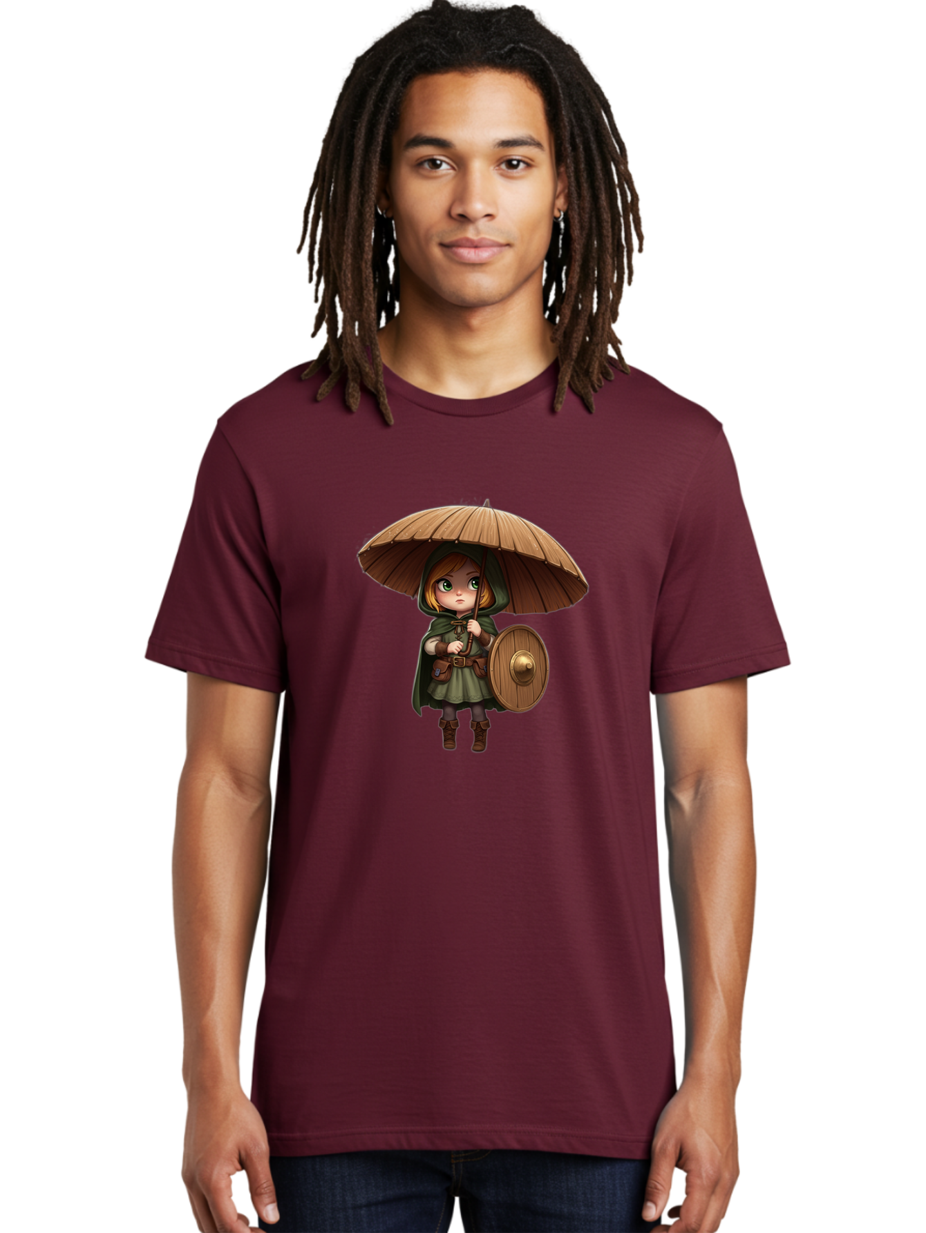 Cartoon-Girl-With-Shield-And-Umbrella Men'S Graphic Tee, 100% Cotton, Comfortable Casual Summer Wear, Machine Washable, Vintage Camera, Old Camera, Antique Camera, Black Camera, Classic Photography, Photography Equipment, Nostalgic Device, Bah700