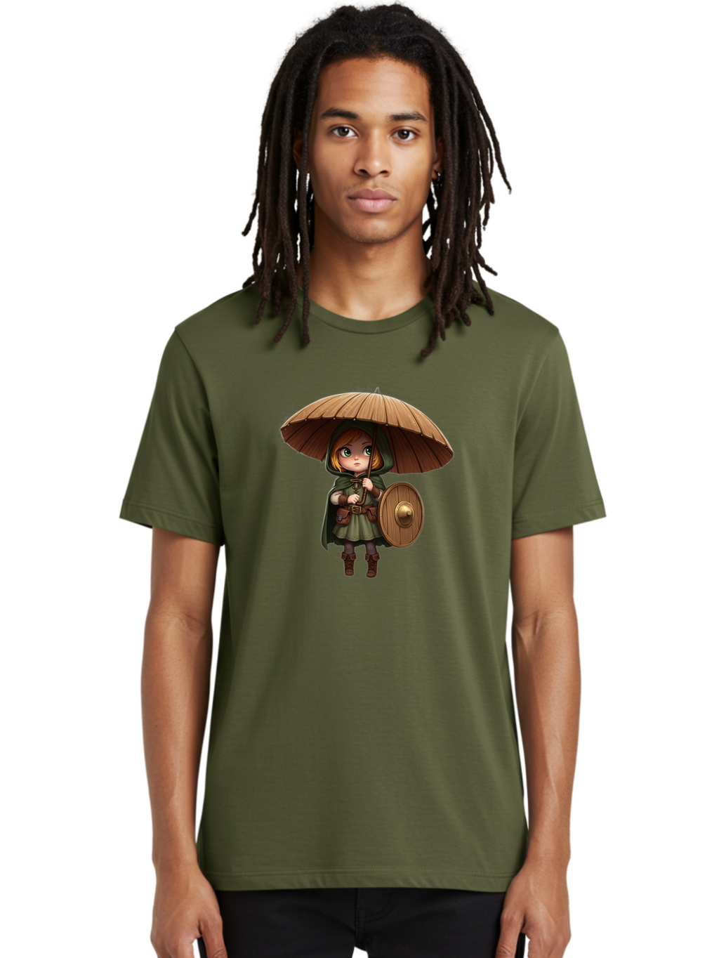 Cartoon-Girl-With-Shield-And-Umbrella Men'S Graphic Tee, 100% Cotton, Comfortable Casual Summer Wear, Machine Washable, Vintage Camera, Old Camera, Antique Camera, Black Camera, Classic Photography, Photography Equipment, Nostalgic Device, Bah700