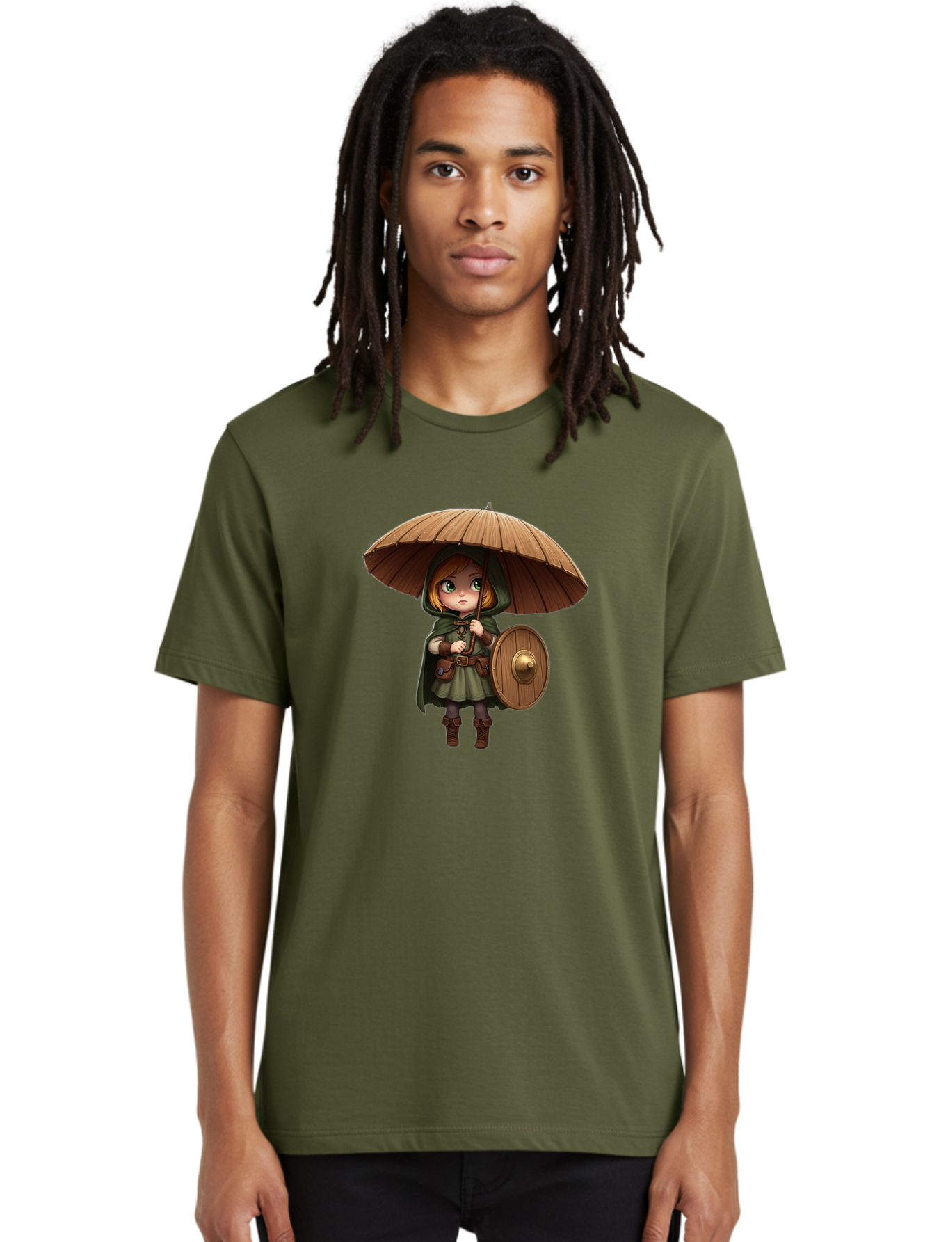 Cartoon-Girl-With-Shield-And-Umbrella Men'S Graphic Tee, 100% Cotton, Comfortable Casual Summer Wear, Machine Washable, Vintage Camera, Old Camera, Antique Camera, Black Camera, Classic Photography, Photography Equipment, Nostalgic Device, Bah700