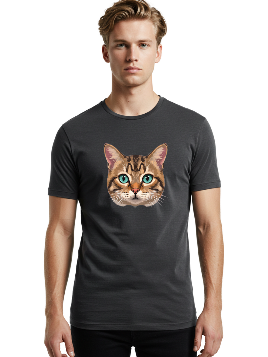 Cat-Face Men'S Graphic Tee, 100% Cotton, Comfortable Casual Summer Wear, Machine Washable, Vintage Camera, Old Camera, Antique Camera, Black Camera, Classic Photography, Photography Equipment, Nostalgic Device, Film Camera, Camera Art Bah703