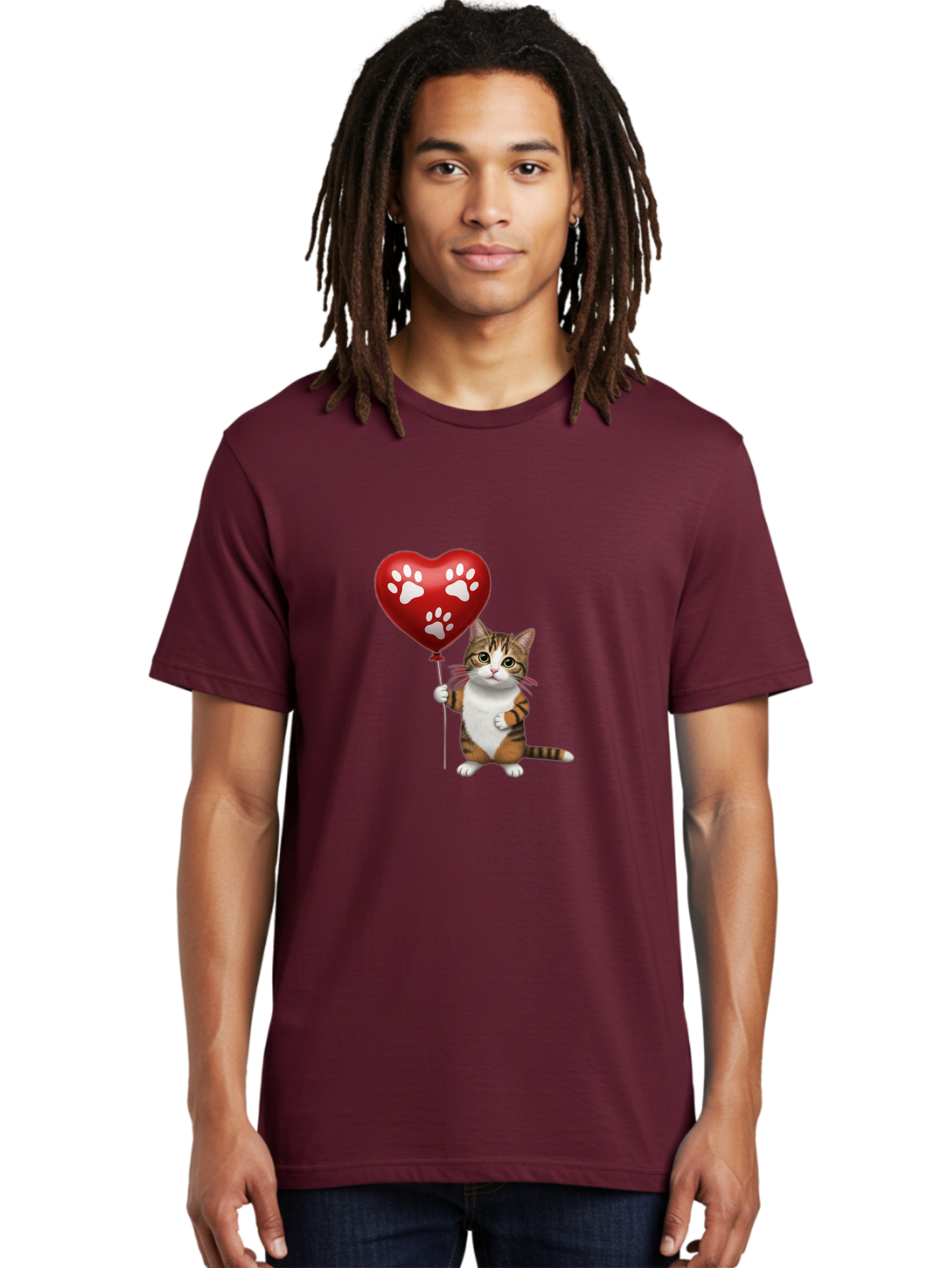 Cat-Holding-Heart-Balloon Men'S Graphic Tee, 100% Cotton, Comfortable Casual Summer Wear, Machine Washable, Vintage Camera, Old Camera, Antique Camera, Black Camera, Classic Photography, Photography Equipment, Nostalgic Device, Film Camera, Bah704
