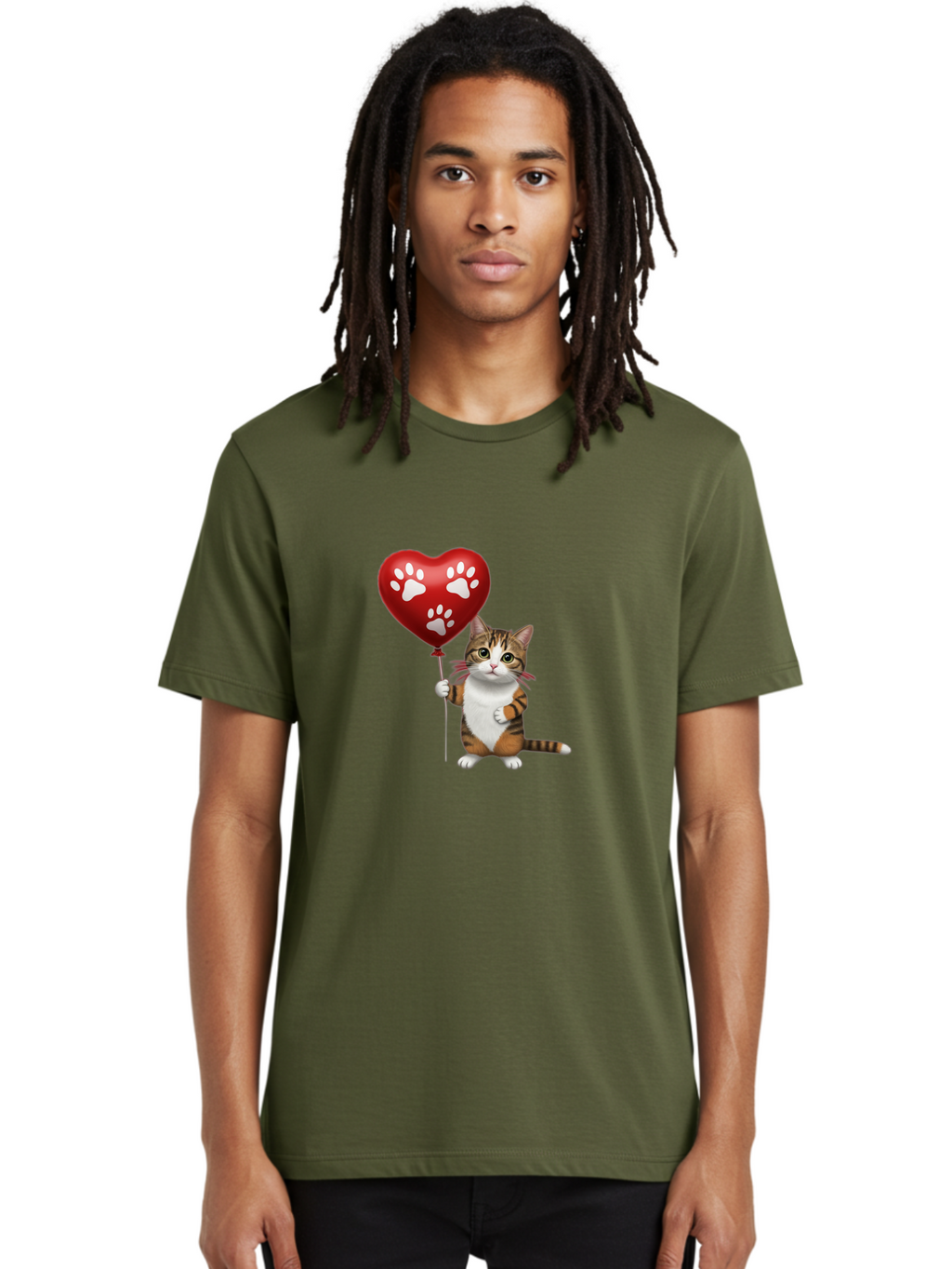 Cat-Holding-Heart-Balloon Men'S Graphic Tee, 100% Cotton, Comfortable Casual Summer Wear, Machine Washable, Vintage Camera, Old Camera, Antique Camera, Black Camera, Classic Photography, Photography Equipment, Nostalgic Device, Film Camera, Bah704