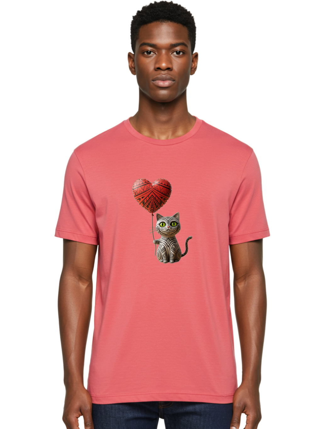 Cat-With-Heart-Balloon-1 Men'S Graphic Tee, 100% Cotton, Comfortable Casual Summer Wear, Machine Washable, Vintage Camera, Old Camera, Antique Camera, Black Camera, Classic Photography, Photography Equipment, Nostalgic Device, Film Camera, Bah708