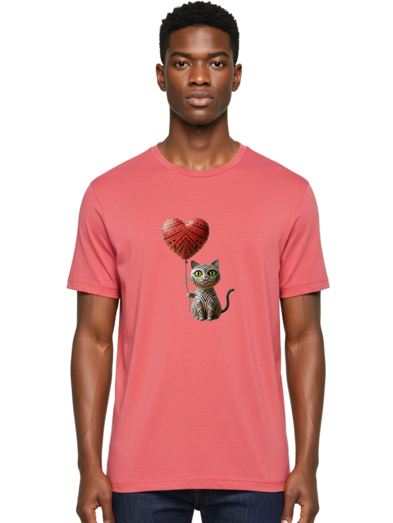 Cat-With-Heart-Balloon-1 Men'S Graphic Tee, 100% Cotton, Comfortable Casual Summer Wear, Machine Washable, Vintage Camera, Old Camera, Antique Camera, Black Camera, Classic Photography, Photography Equipment, Nostalgic Device, Film Camera, Bah708