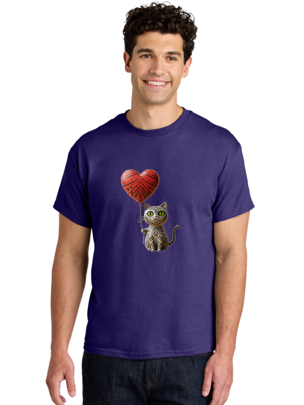 Cat-With-Heart-Balloon-1 Men'S Graphic Tee, 100% Cotton, Comfortable Casual Summer Wear, Machine Washable, Vintage Camera, Old Camera, Antique Camera, Black Camera, Classic Photography, Photography Equipment, Nostalgic Device, Film Camera, Bah708