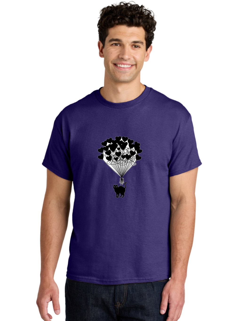 Cat-With-Heart-Balloon-2 Men'S Graphic Tee, 100% Cotton, Comfortable Casual Summer Wear, Machine Washable, Vintage Camera, Old Camera, Antique Camera, Black Camera, Classic Photography, Photography Equipment, Nostalgic Device, Film Camera, Bah709